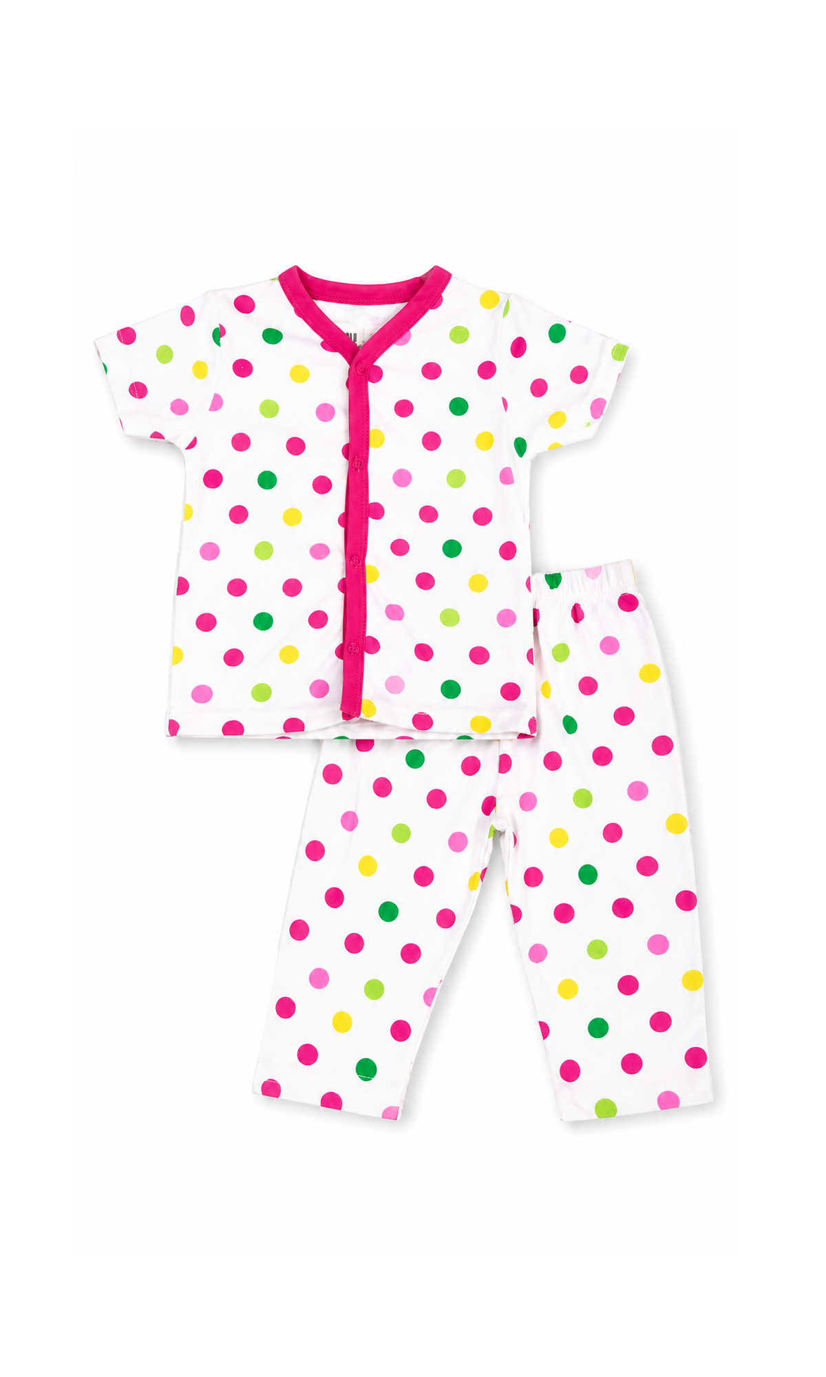 Baby White Multicolour Polka Dot Night Suit
