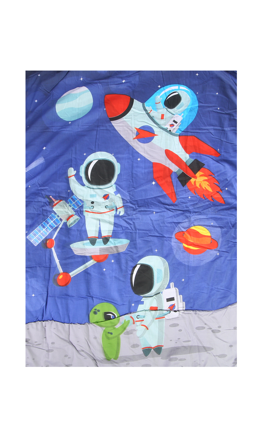 Kids Quilt Blue Space Astronaut Print