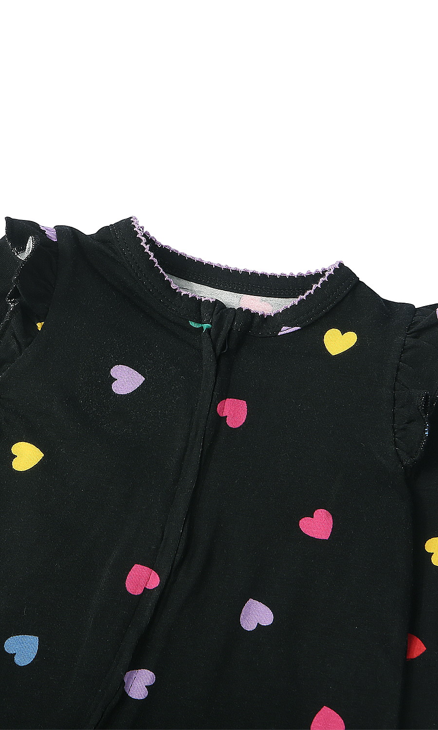 Baby Girl Cotton Sleepsuit Pack of 2 — Black Heart Print & Cream Butterfly Print