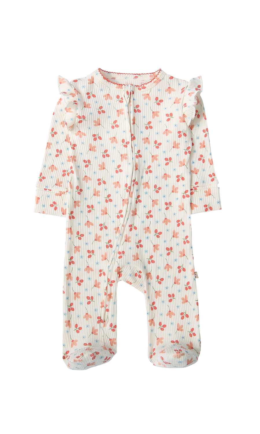 Baby Girl Cotton Sleepsuit 2-Pack – Pink & Cherry Print