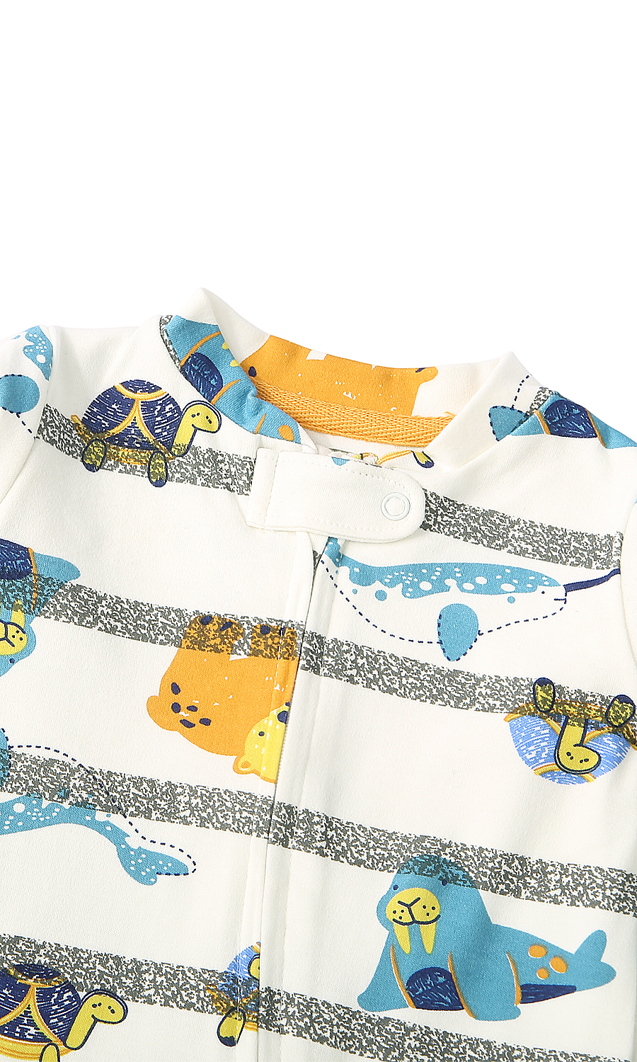 Baby Sleep Suit Pack of 2 Blue Ribbed & White Animal Print