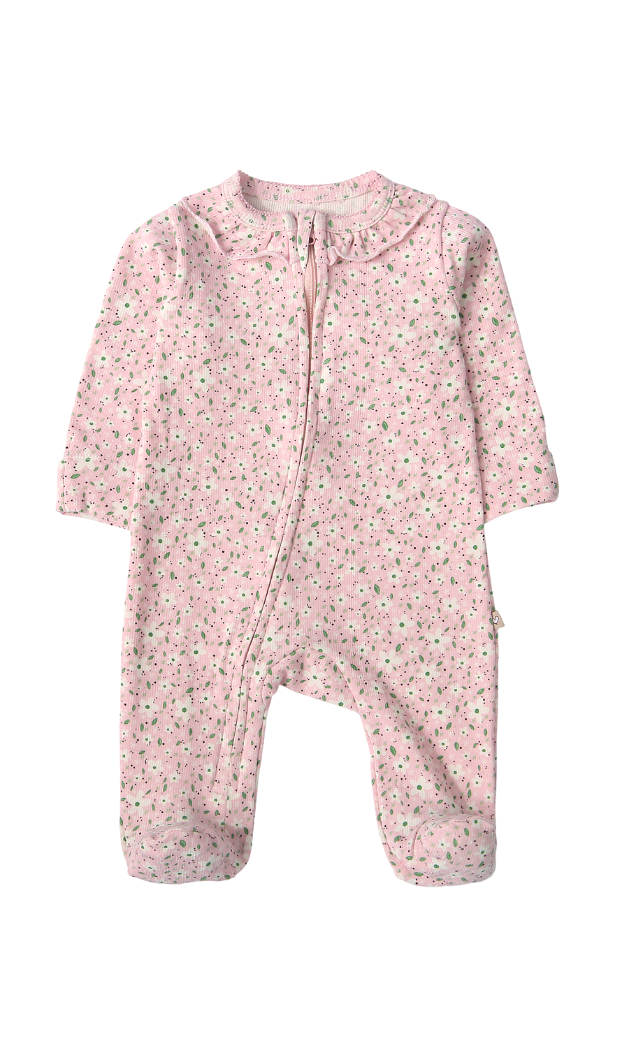 Baby Girl Sleep Suit Pack of 2 Pink Floral Print & Pink Solid Ruffle