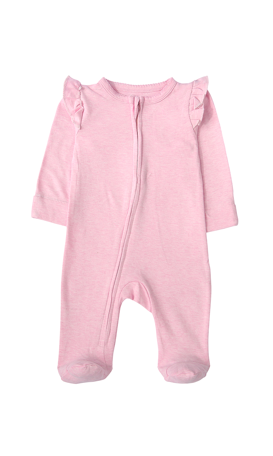 Baby Girl Sleep Suit Pack of 2 Pink Floral Print & Pink Solid Ruffle
