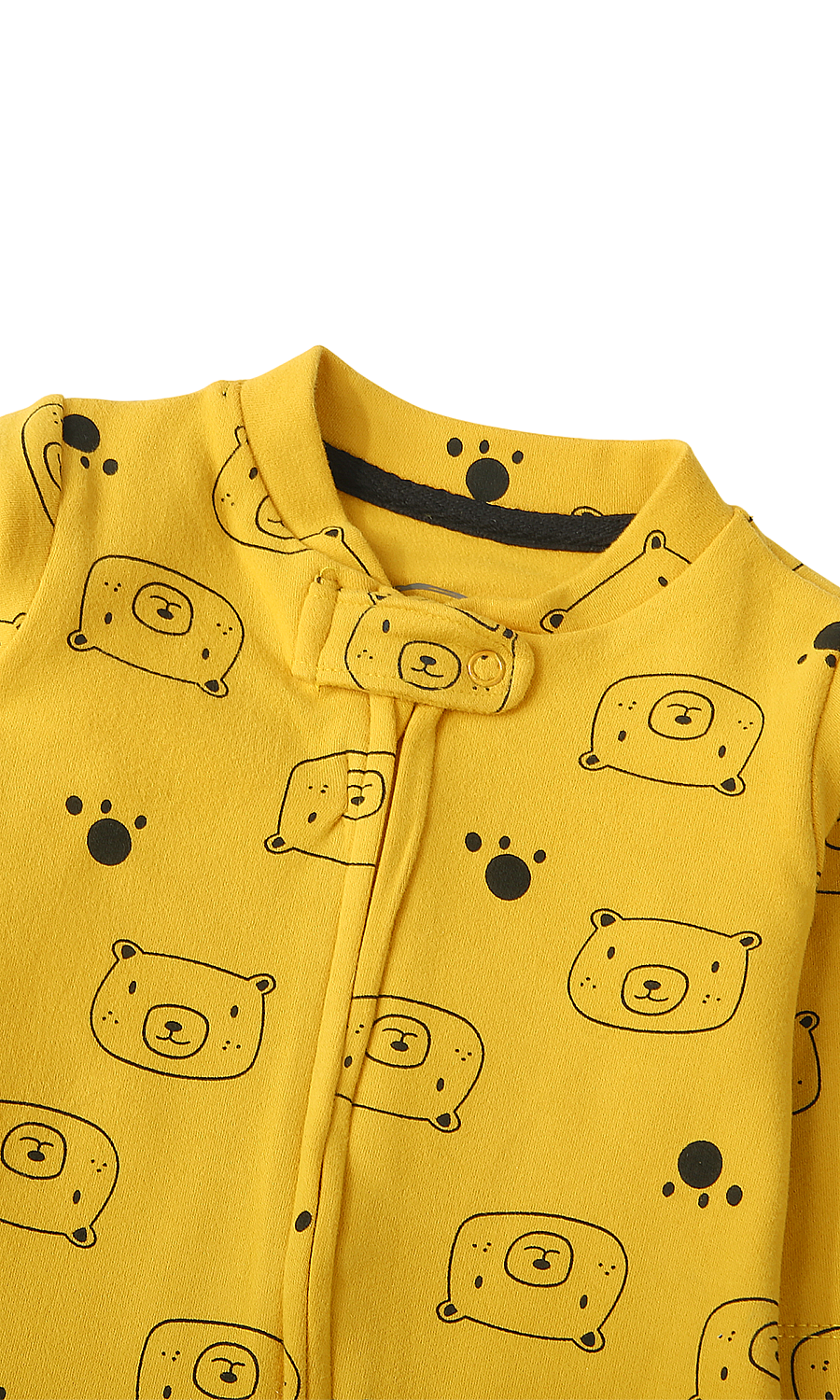 Baby Sleep Suit Pack of 2 Mustard Bear Print & Black White Striped