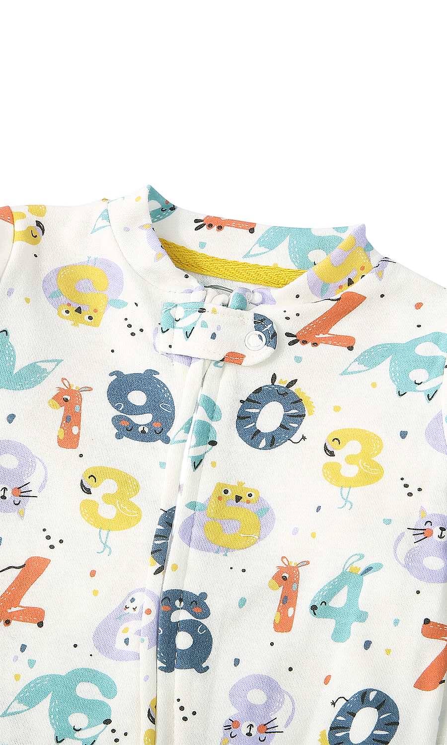 Baby Sleep Suit Pack of 2 White Number Print & Mint Striped