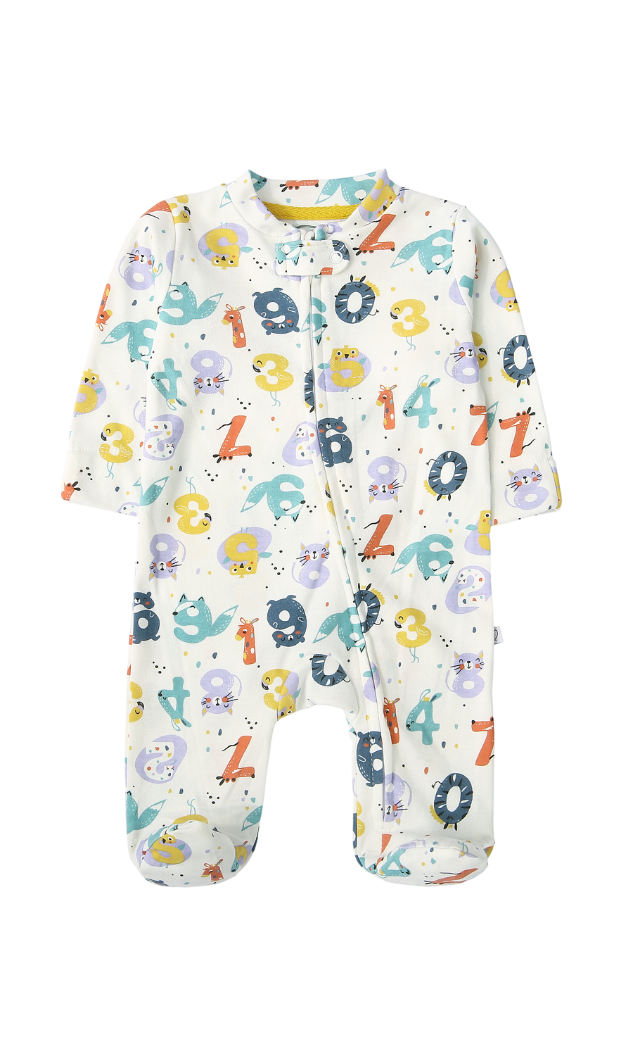 Baby Sleep Suit Pack of 2 White Number Print & Mint Striped