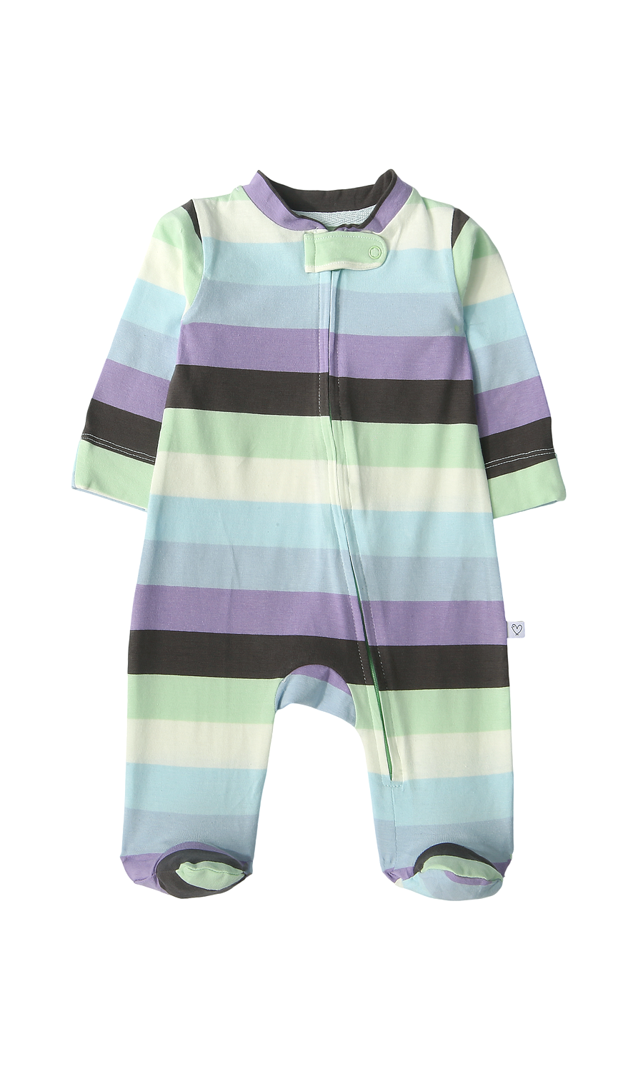 Baby Footed Romper Pack of 2 Green Striped