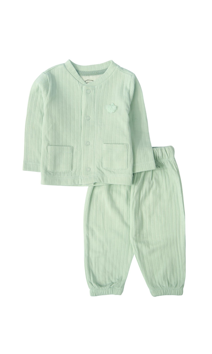 Baby Night Suit Mint Green Solid Ribbed