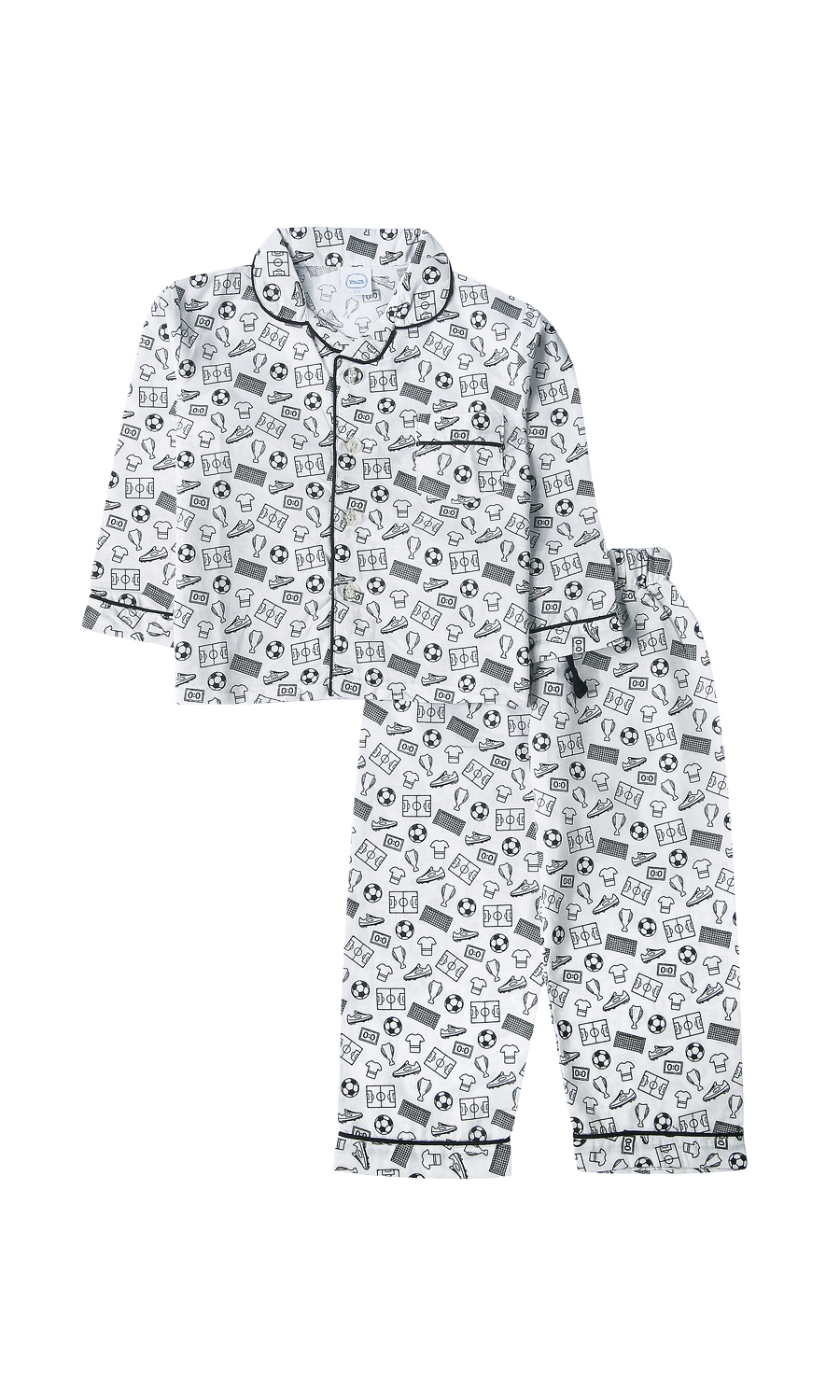 Kids Night Suit White Football Print