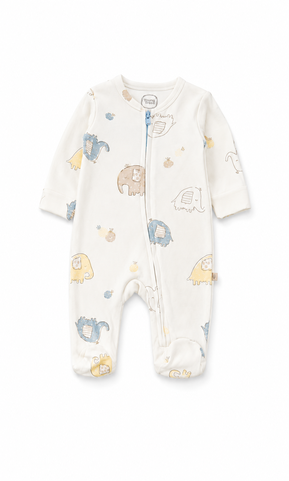 Baby 6-Piece Gift Set Off-White Elephant Print Blue Grey