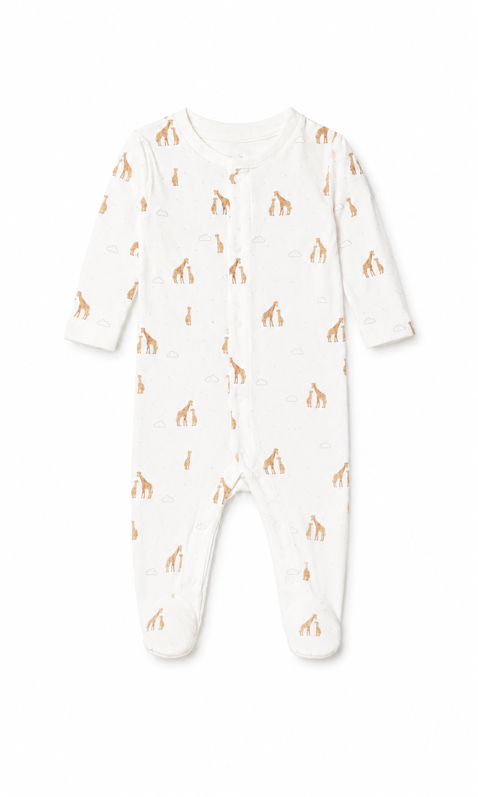 Baby Footed Full-Sleeve Zip Romper Off-White