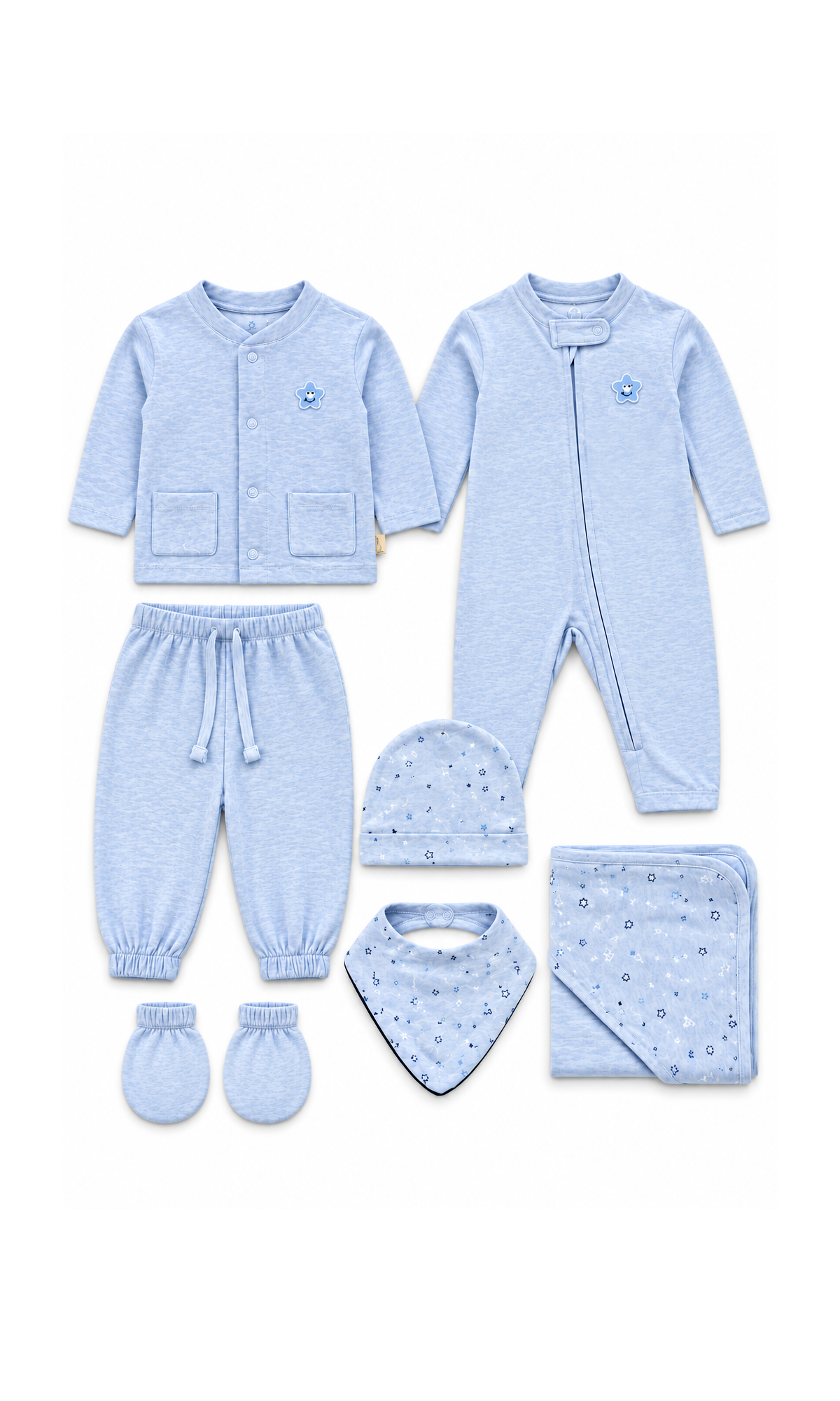 Newborn Baby Gift Set Light Blue Star Print