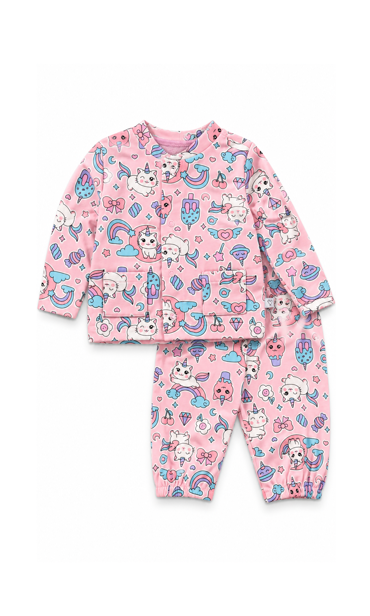 Baby Night Suit Pink Unicorn Print