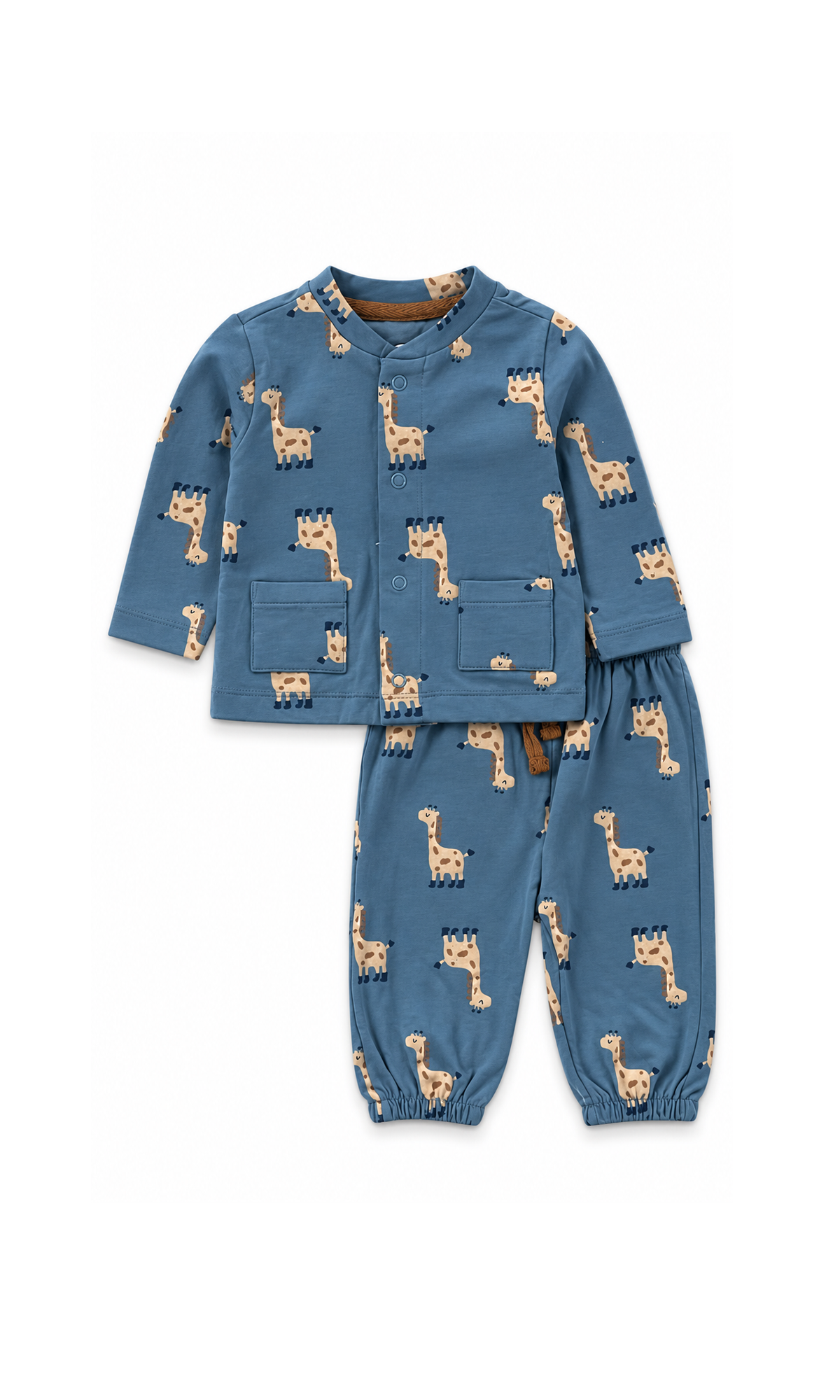 Baby Night Suit Blue Giraffe Print