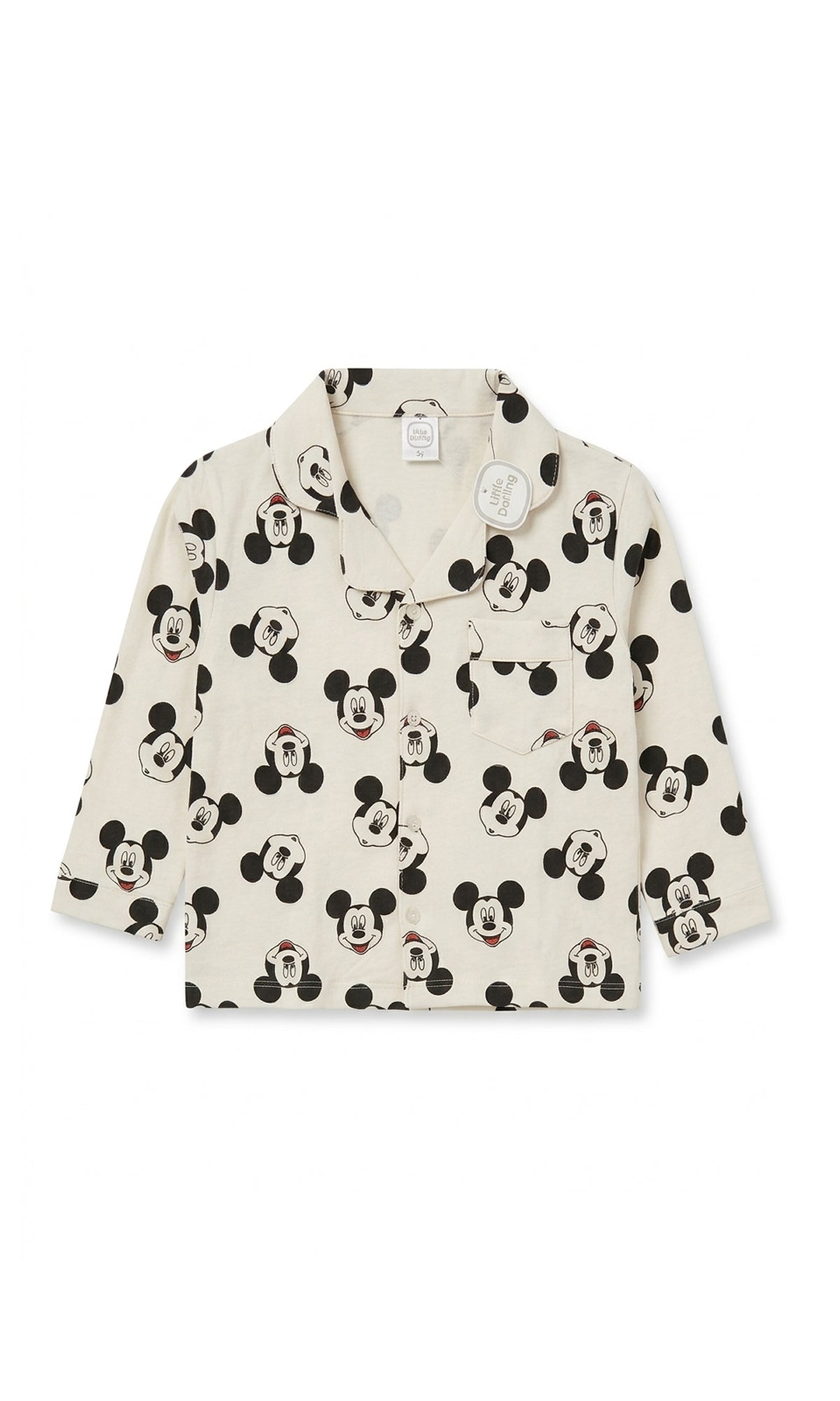 Kids Night Suit Cream Mickey Mouse Print