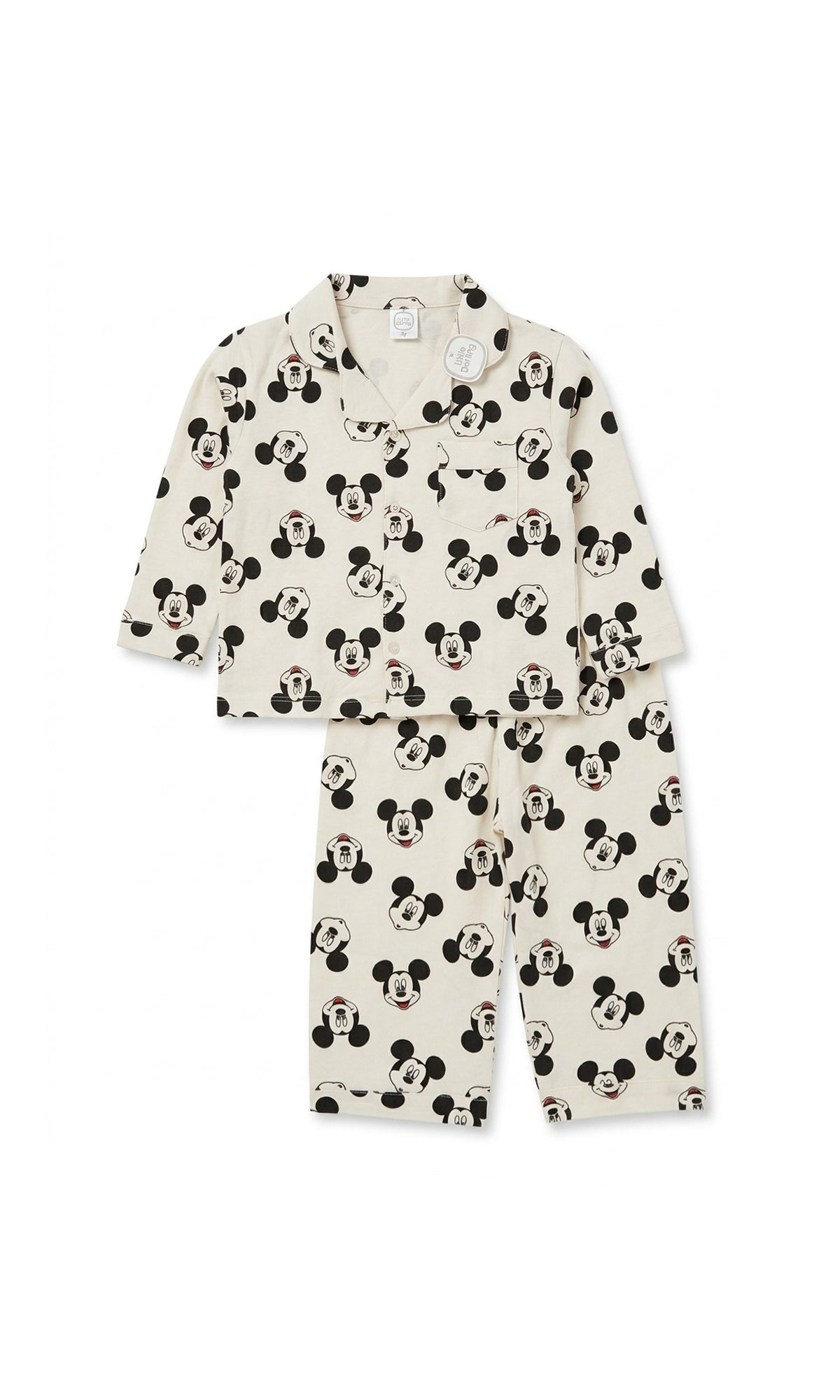Kids Night Suit Cream Mickey Mouse Print