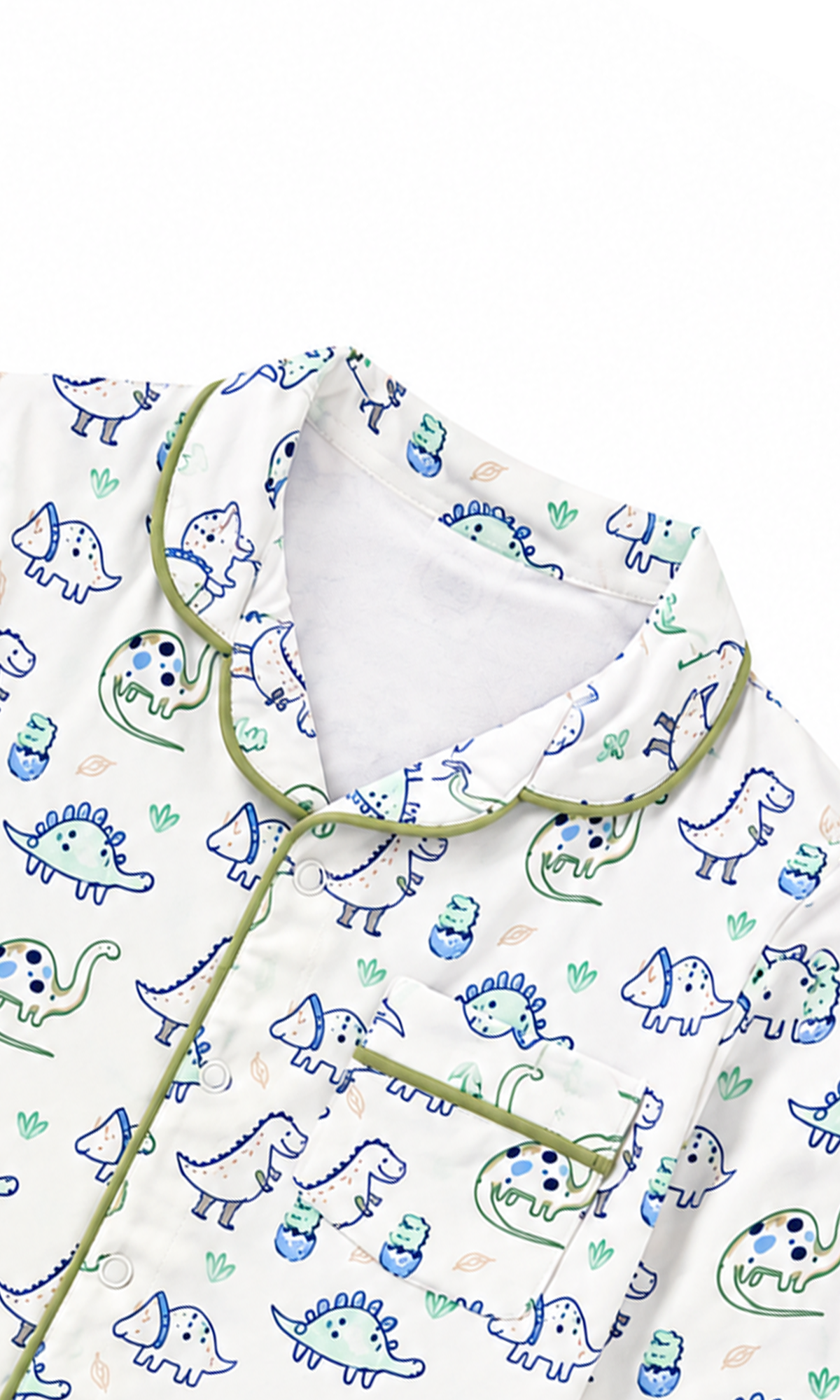 Kids Night Suit White Dinosaur Print