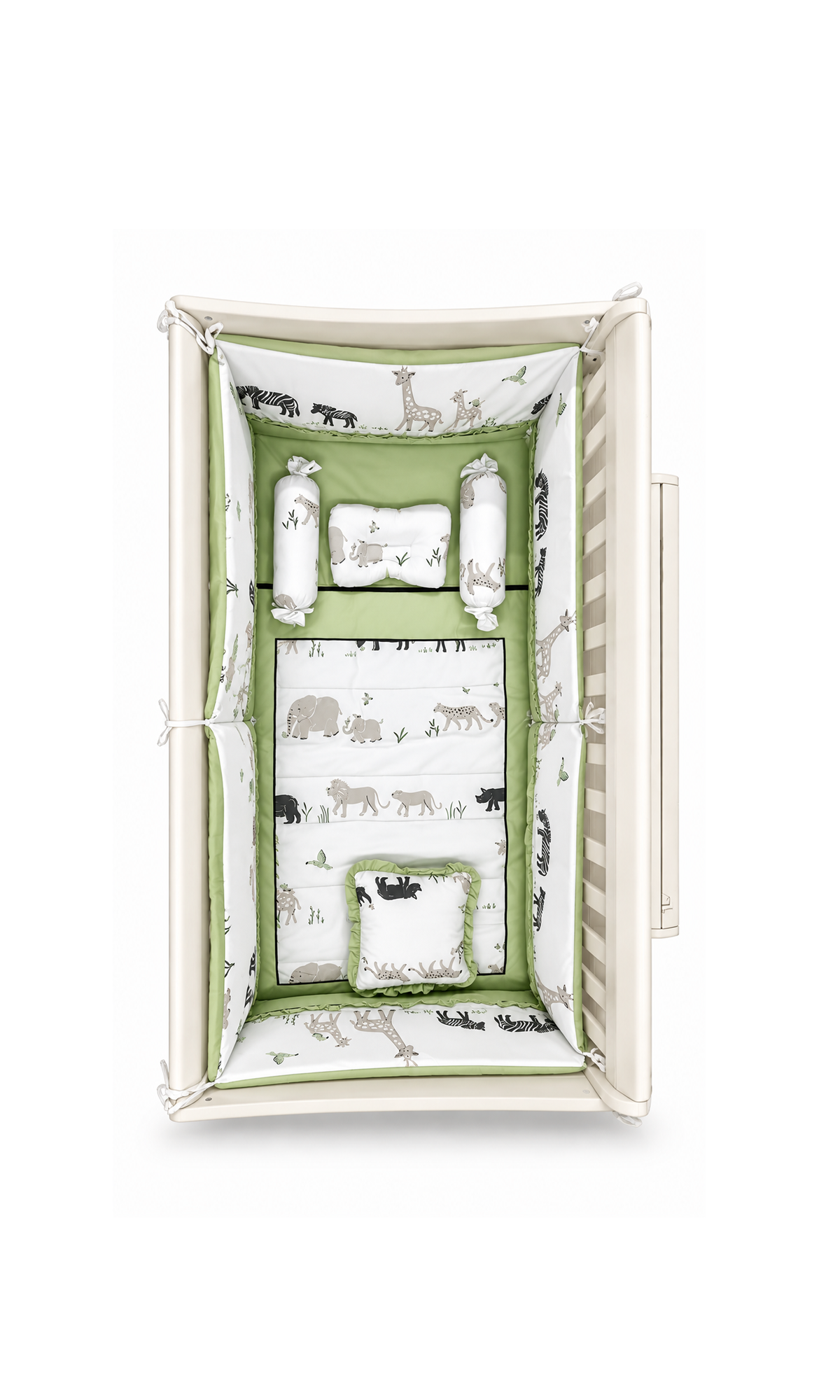 Baby Cot Bedding Set Green Safari Animals