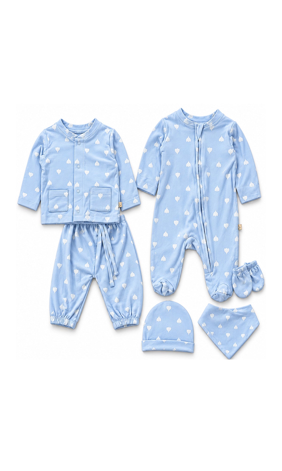 Newborn Baby Gift Set Light Blue Heart Print