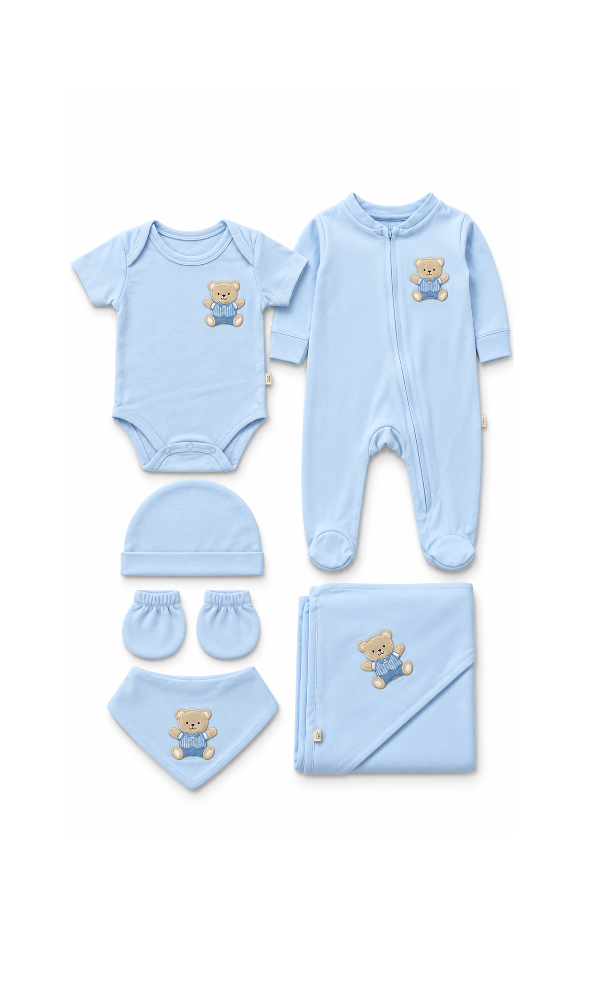Newborn Baby Gift Set Light Blue Teddy Bear Motif