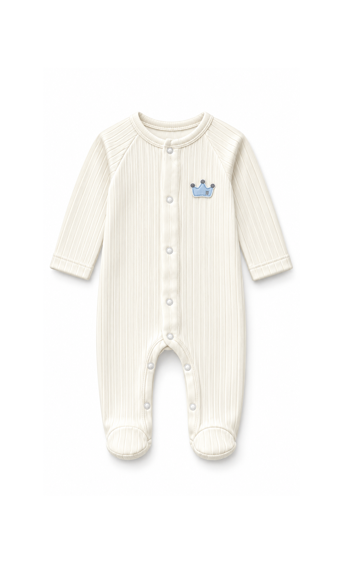 Newborn Baby Gift Set Cream Ribbed Blue Crown Design
