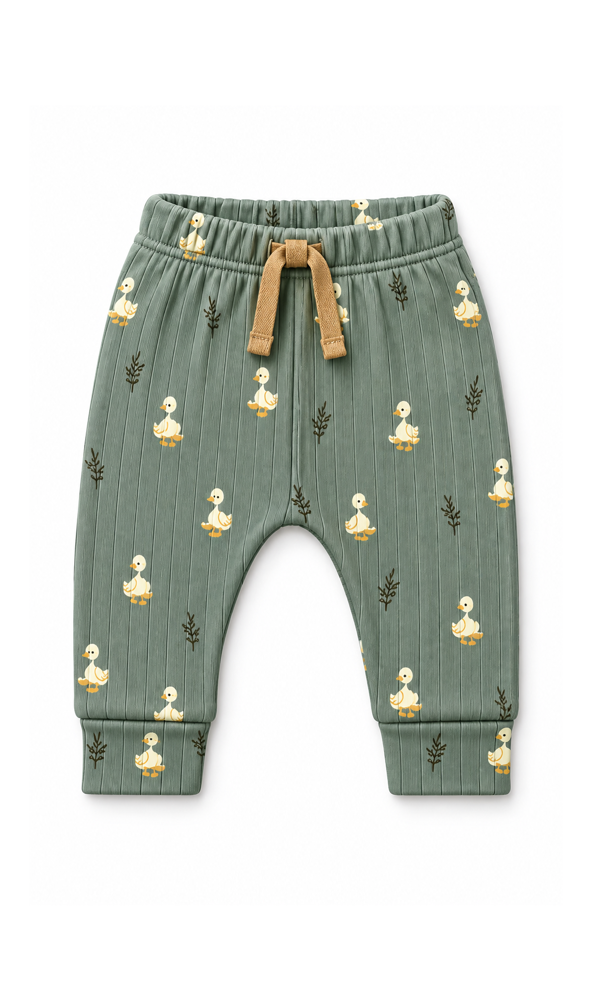 Newborn Baby Gift Set Sage Green Ribbed Duck Print