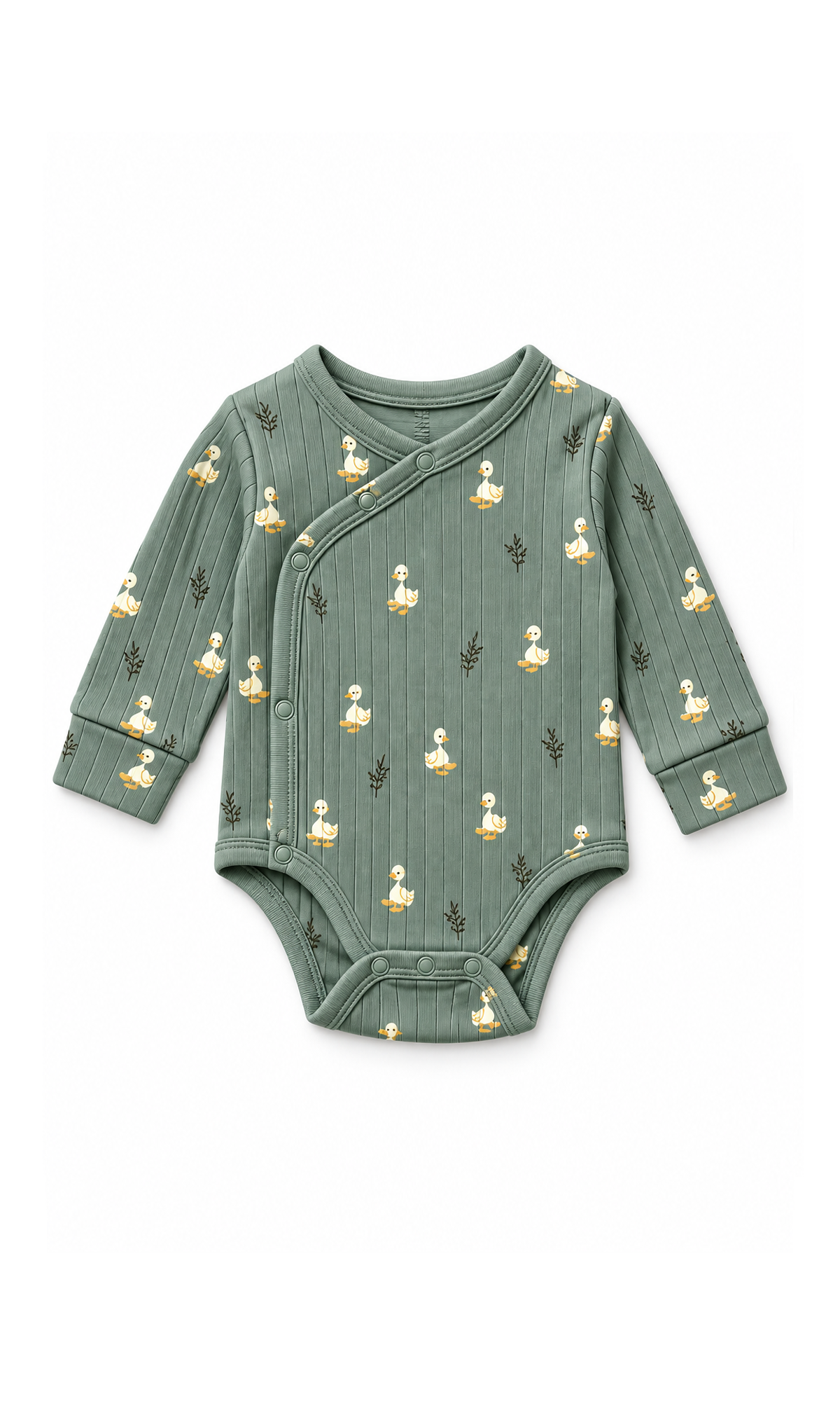 Newborn Baby Gift Set Sage Green Ribbed Duck Print