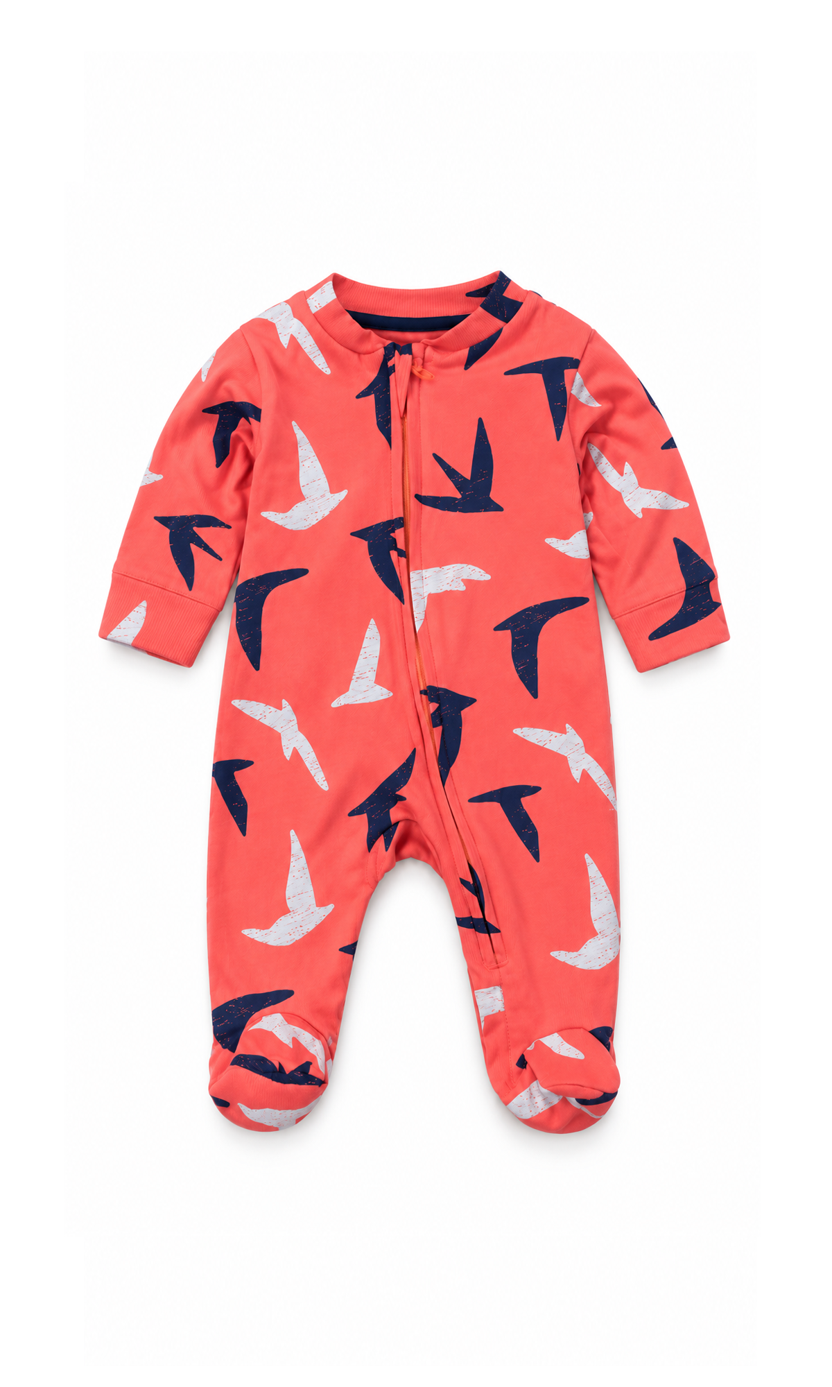 Baby Footed Romper 2-Pack Navy and Coral Bird Print