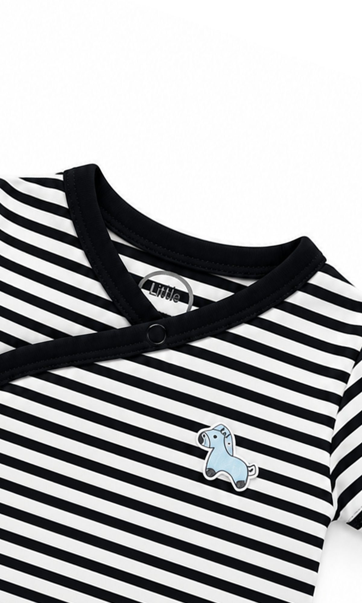 Baby Wrap Bodysuits 2-Pack Black and White Striped Animal Detail
