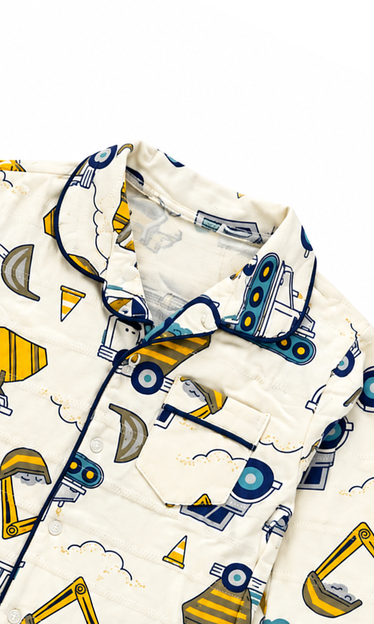 Kids Construction Truck 2-Piece Night Suit Off White