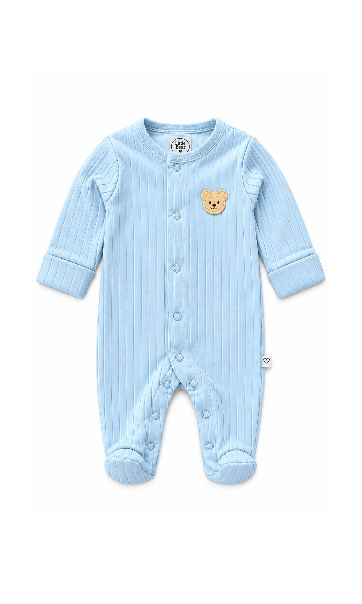Baby Ribbed Cotton 4-Piece Clothing Gift Set Blue Teddy Bear Patch