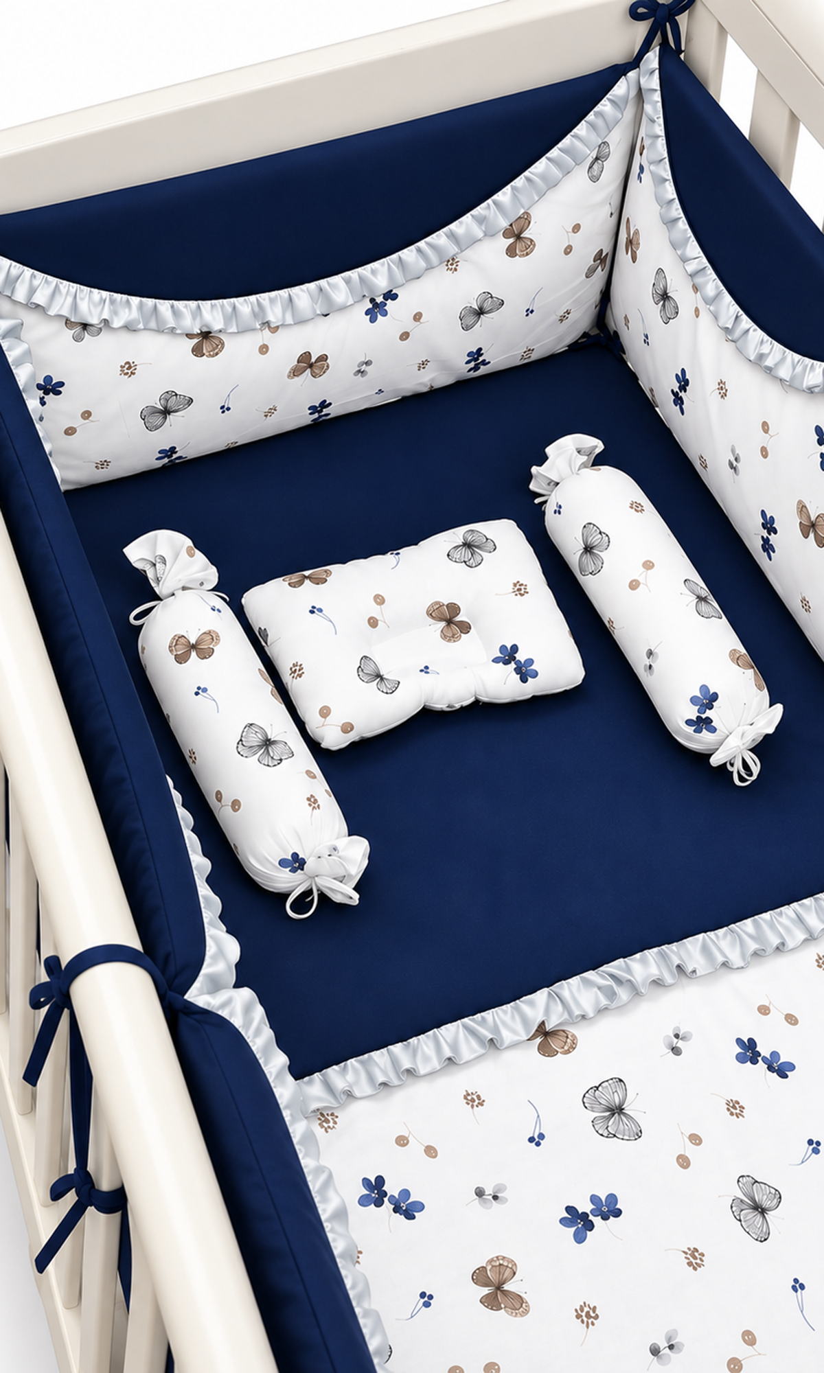 Baby Cot Bedding Set Navy Blue Animal Print