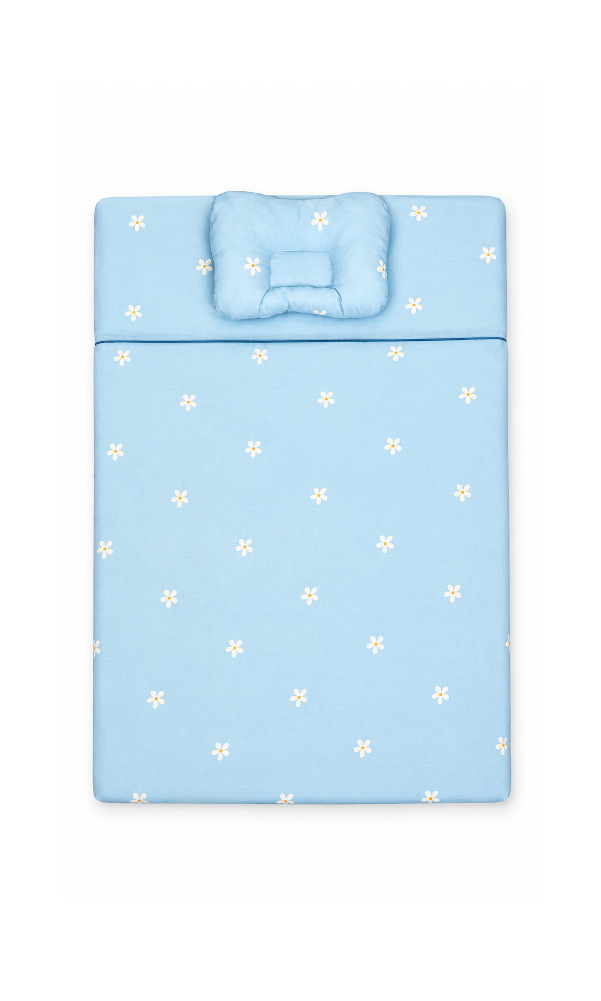Baby Mattress Set Blue Daisy Print