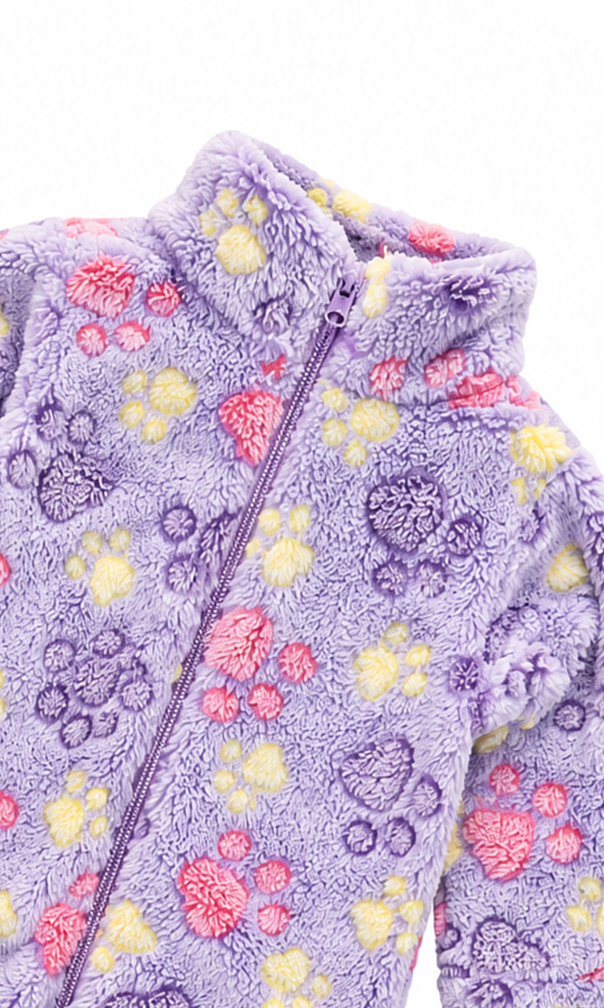 Baby Zip-Up Romper Purple Paw Print