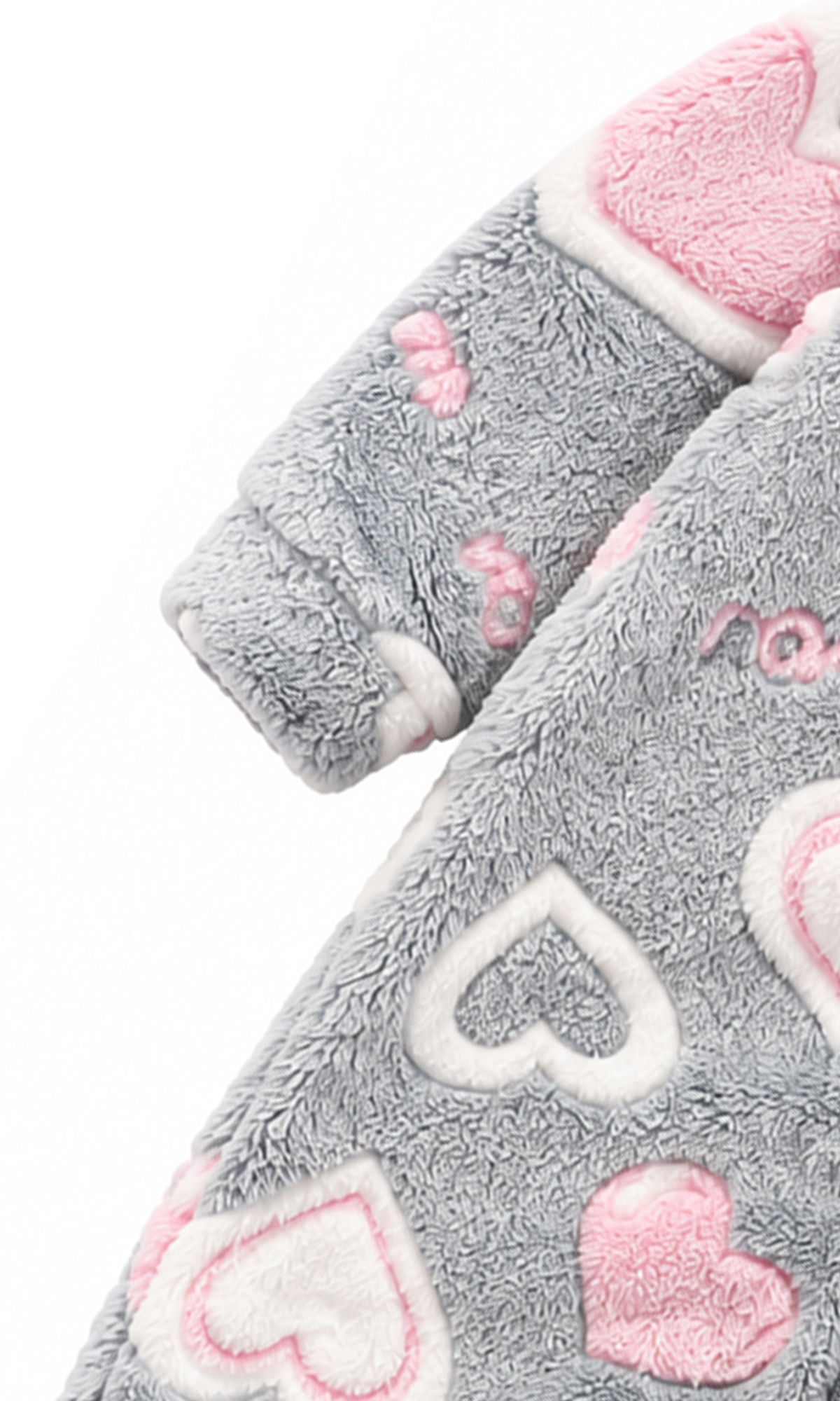 Baby Zip-Up Romper Grey Heart Print