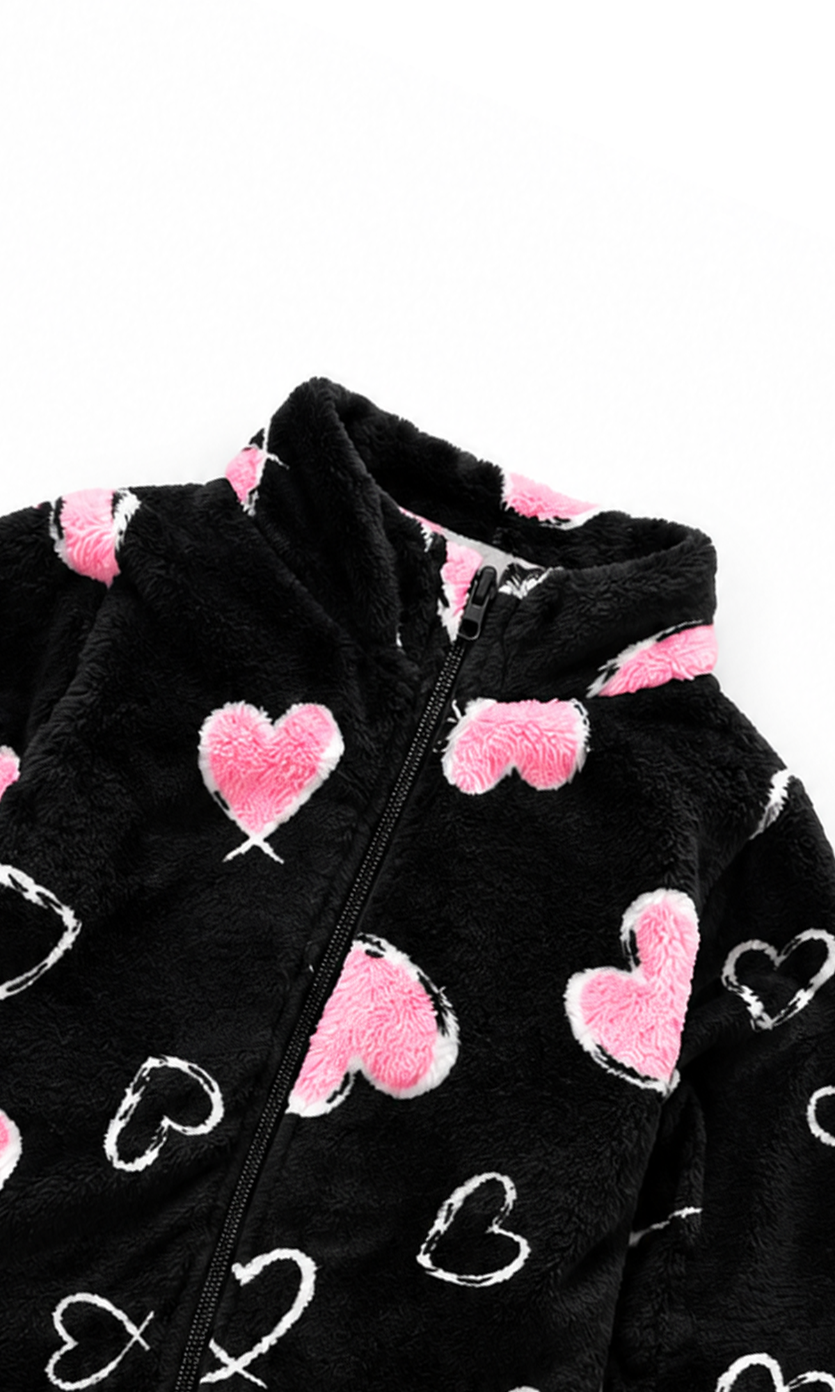 Baby Zip-Up Romper Black Heart Print