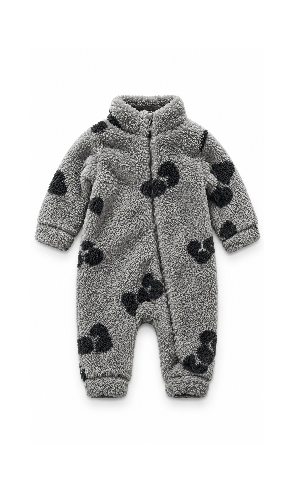 Baby Zip-Up Romper Grey Mouse Print