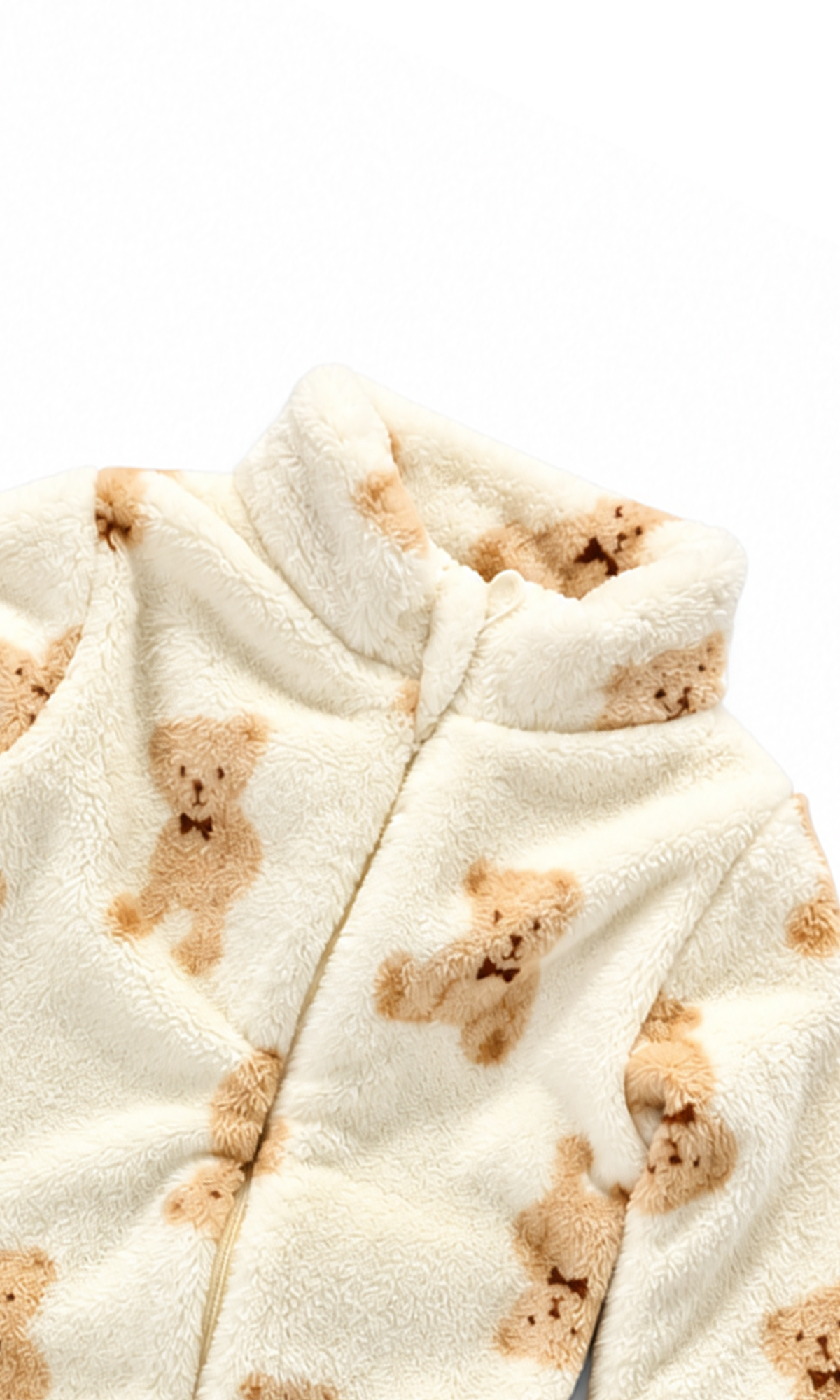 Baby Footed Zip-Up Romper Cream Teddy Bear Print