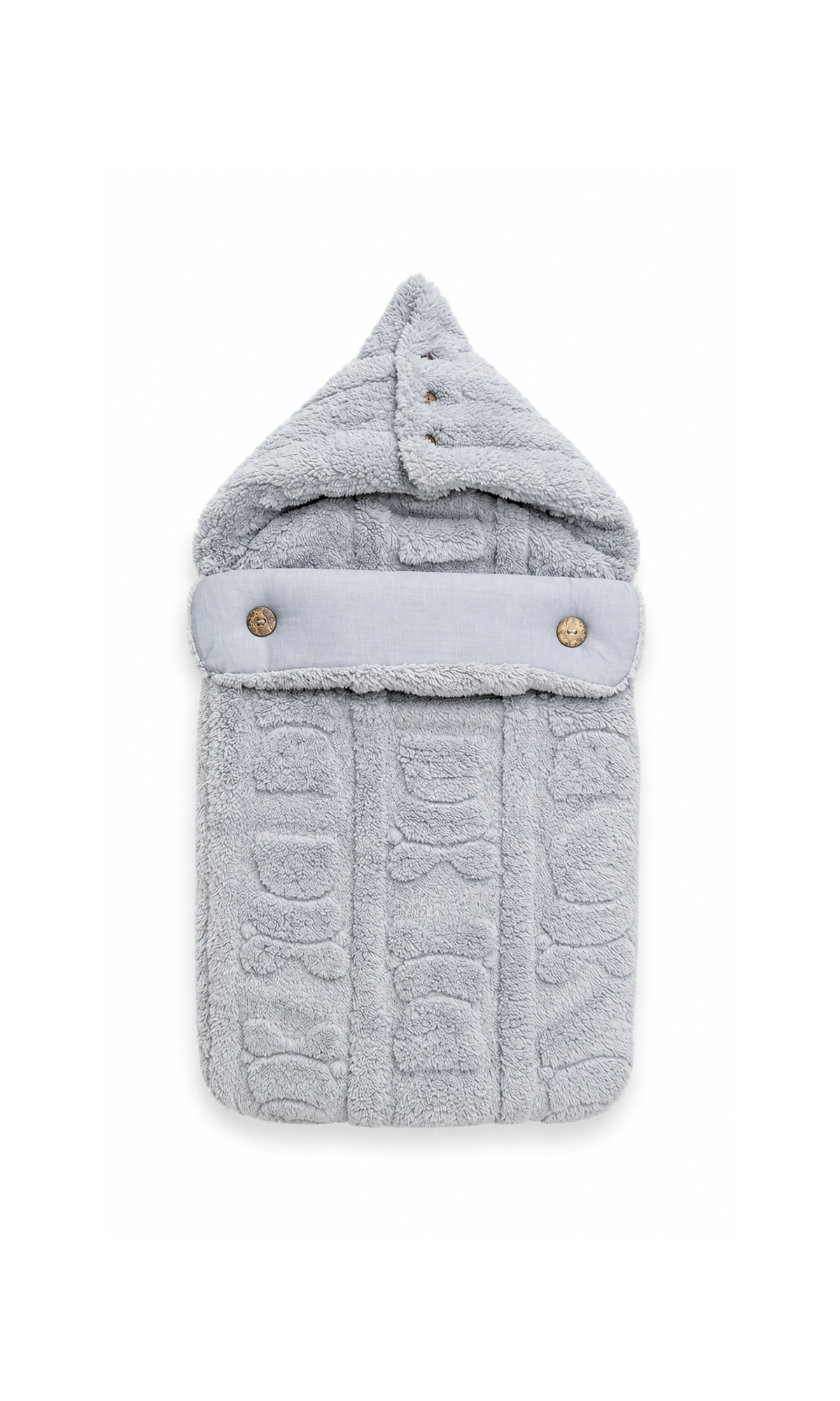 Baby Hooded Carry Nest Blue Grey Teddy Print