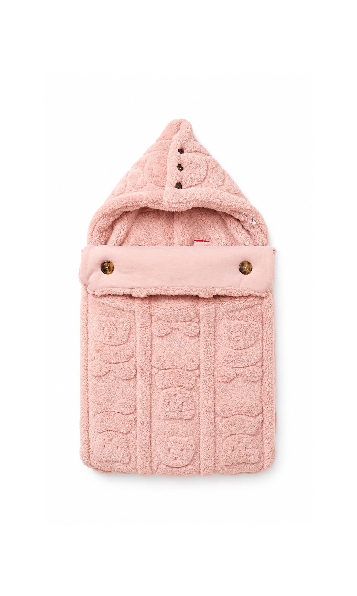 Baby Hooded Carry Nest Pink Teddy Print