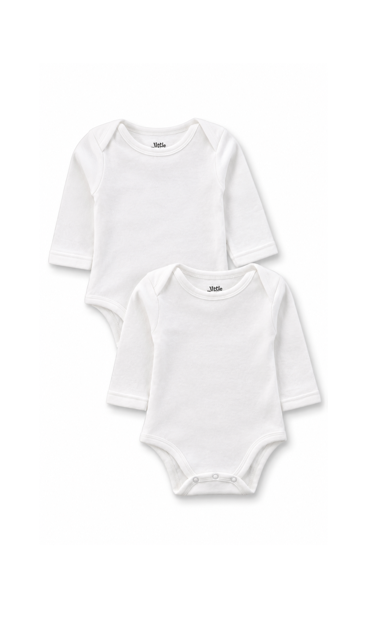 Baby Cotton Long Sleeve Bodysuit Pack of 2 White
