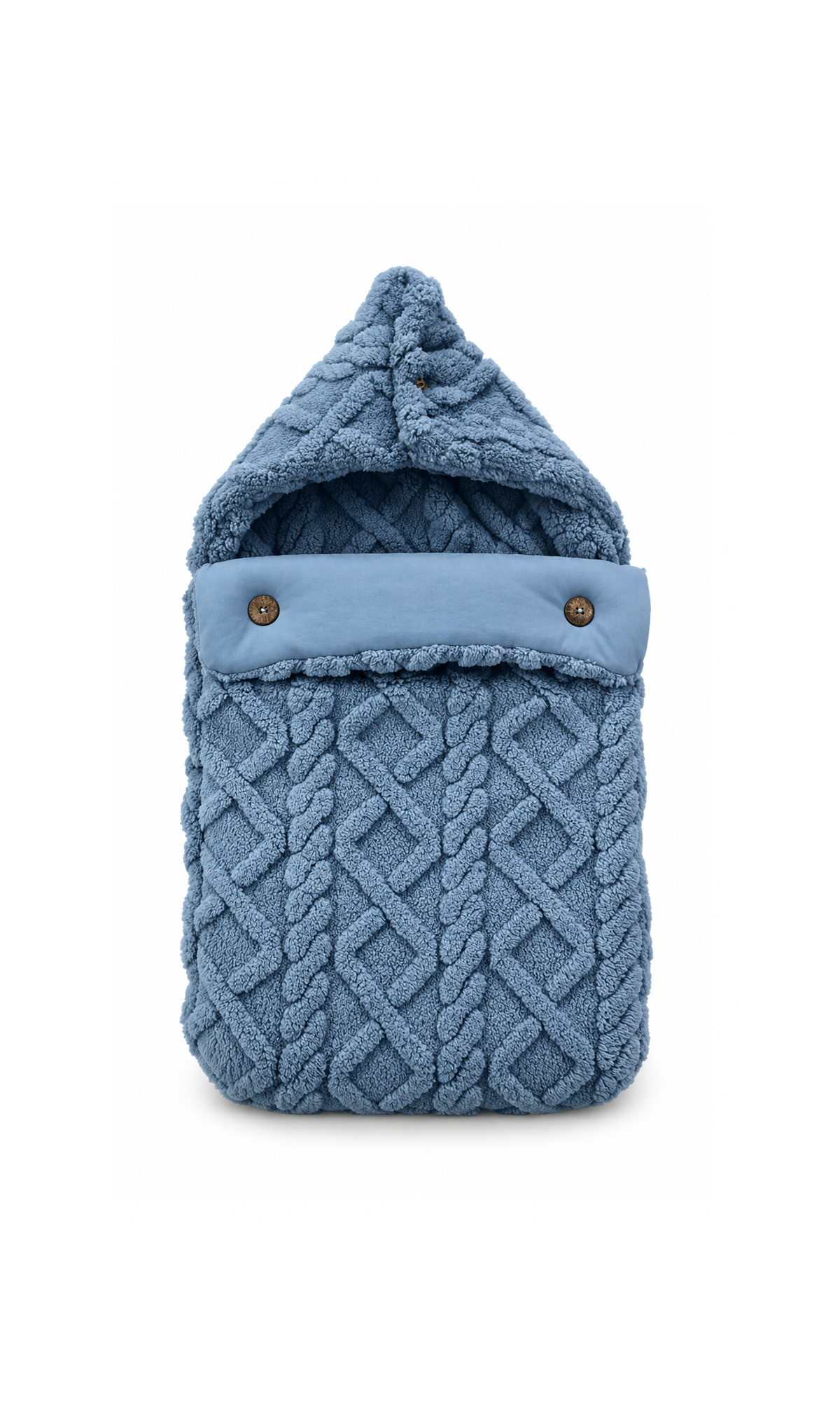 Baby Cable Knit Hooded Carry Nest Blue