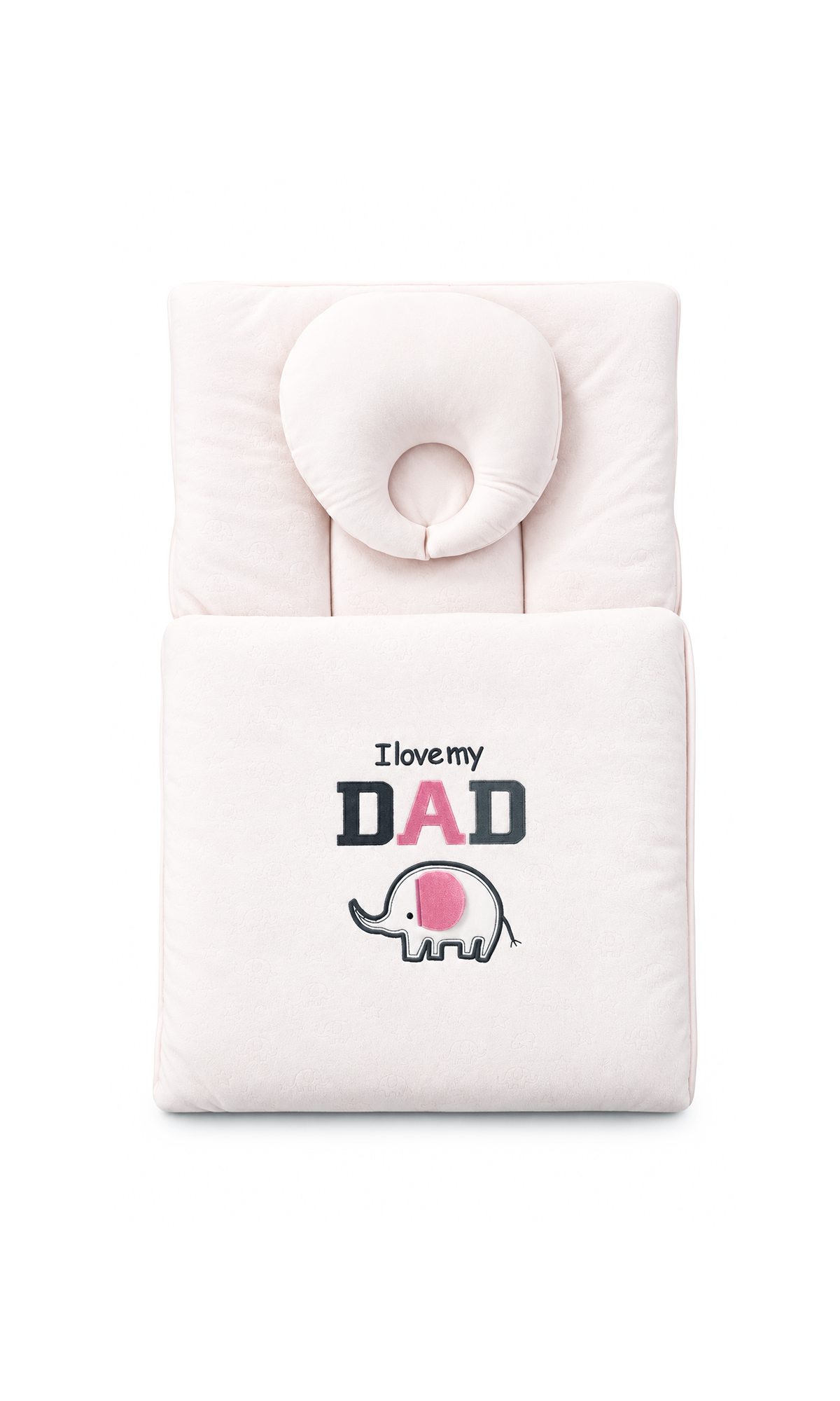 Baby Carry Nest with Pillow Pink I Love My Dad Elephant Print