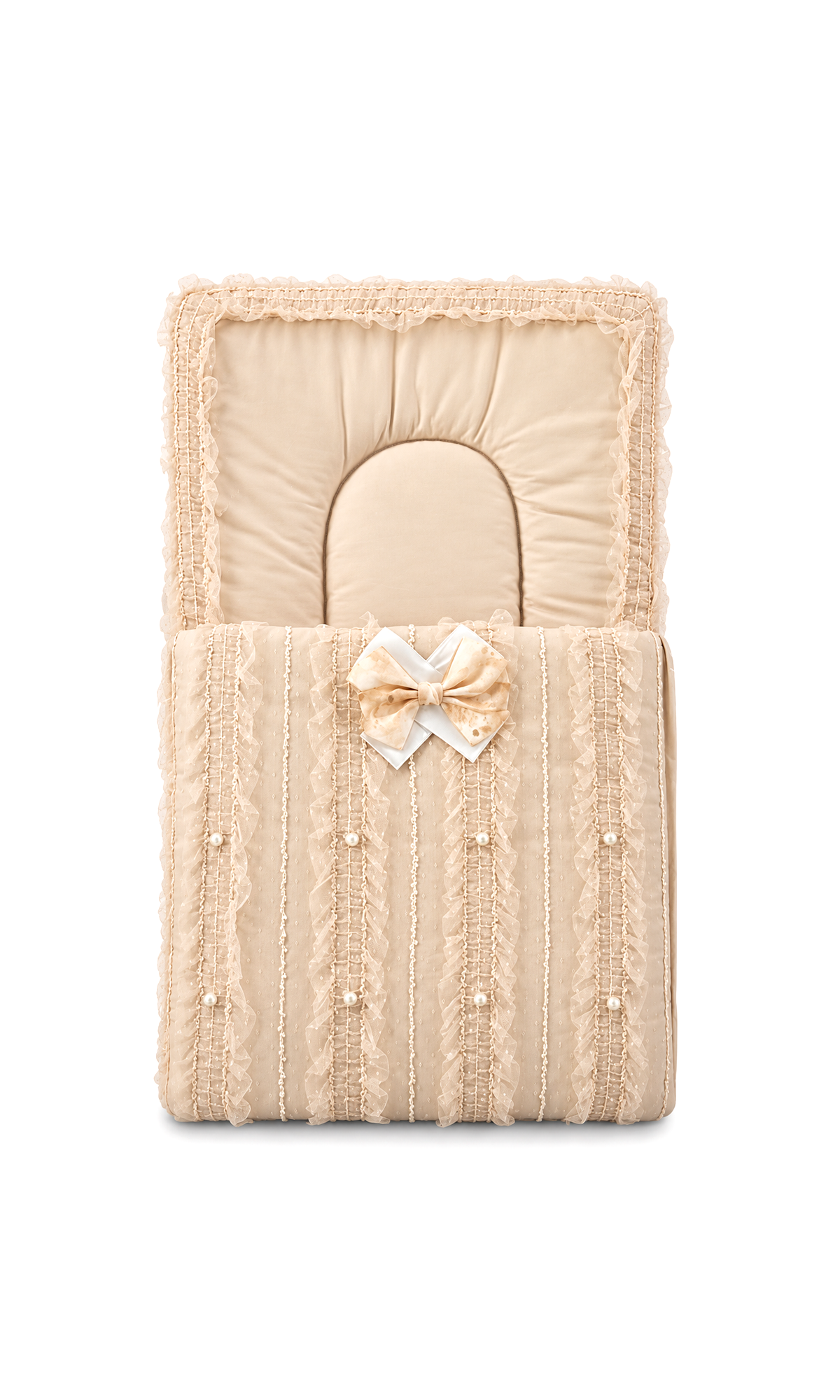 Baby Carry Nest Beige Lace Bow Accent