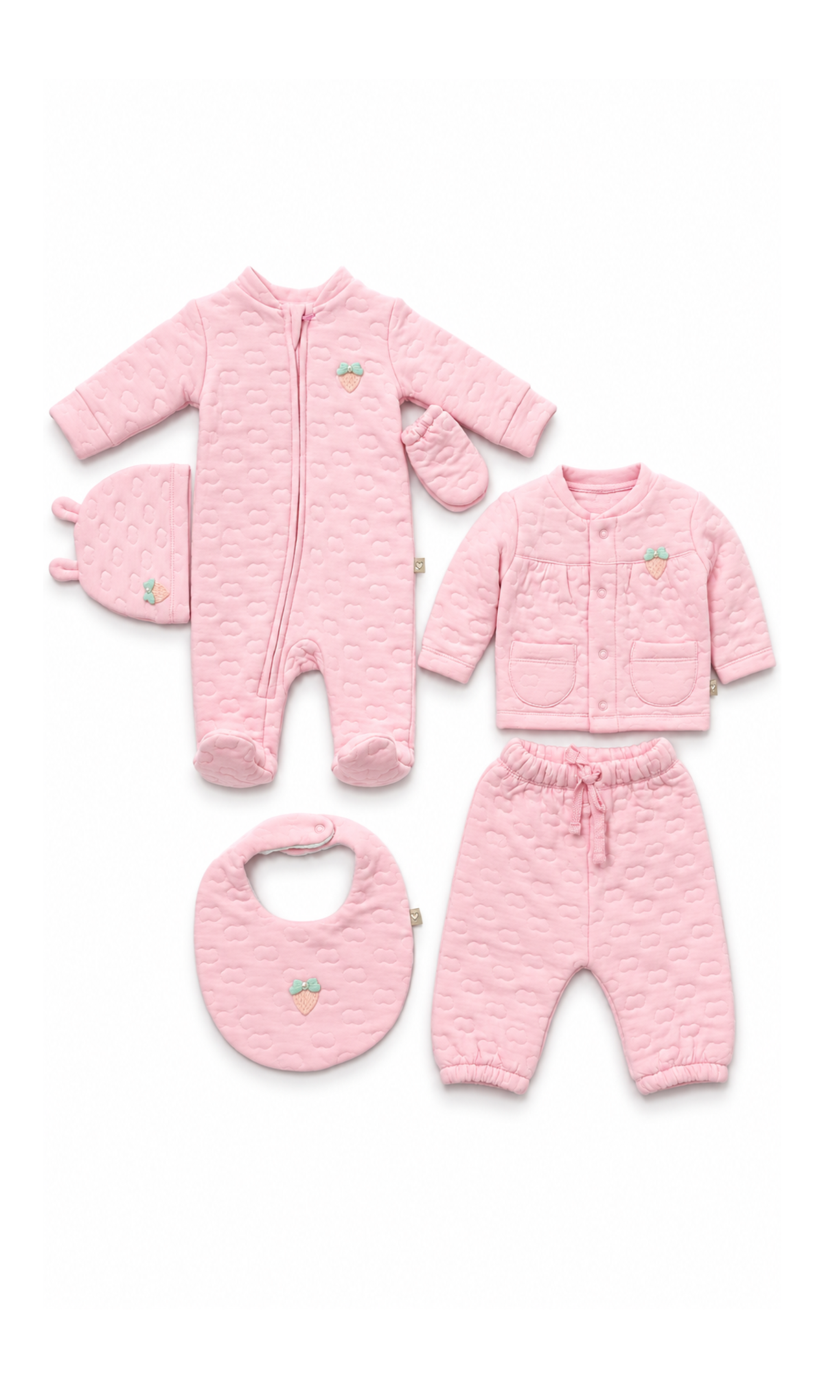 Newborn Baby 6-Piece Gift Set Pink Textured