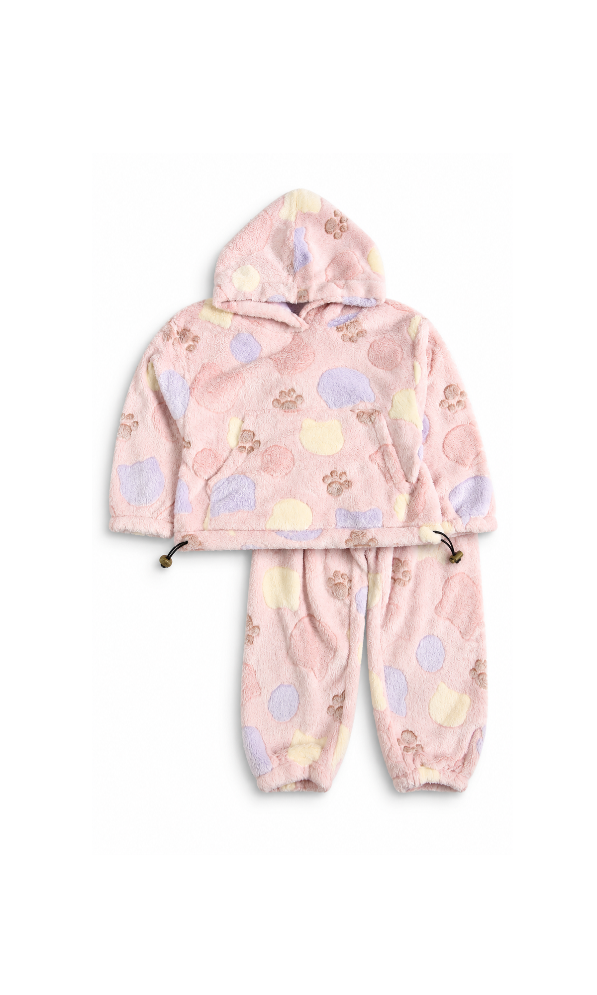 Girls 2-Piece Hooded Suit Pink Paw Print