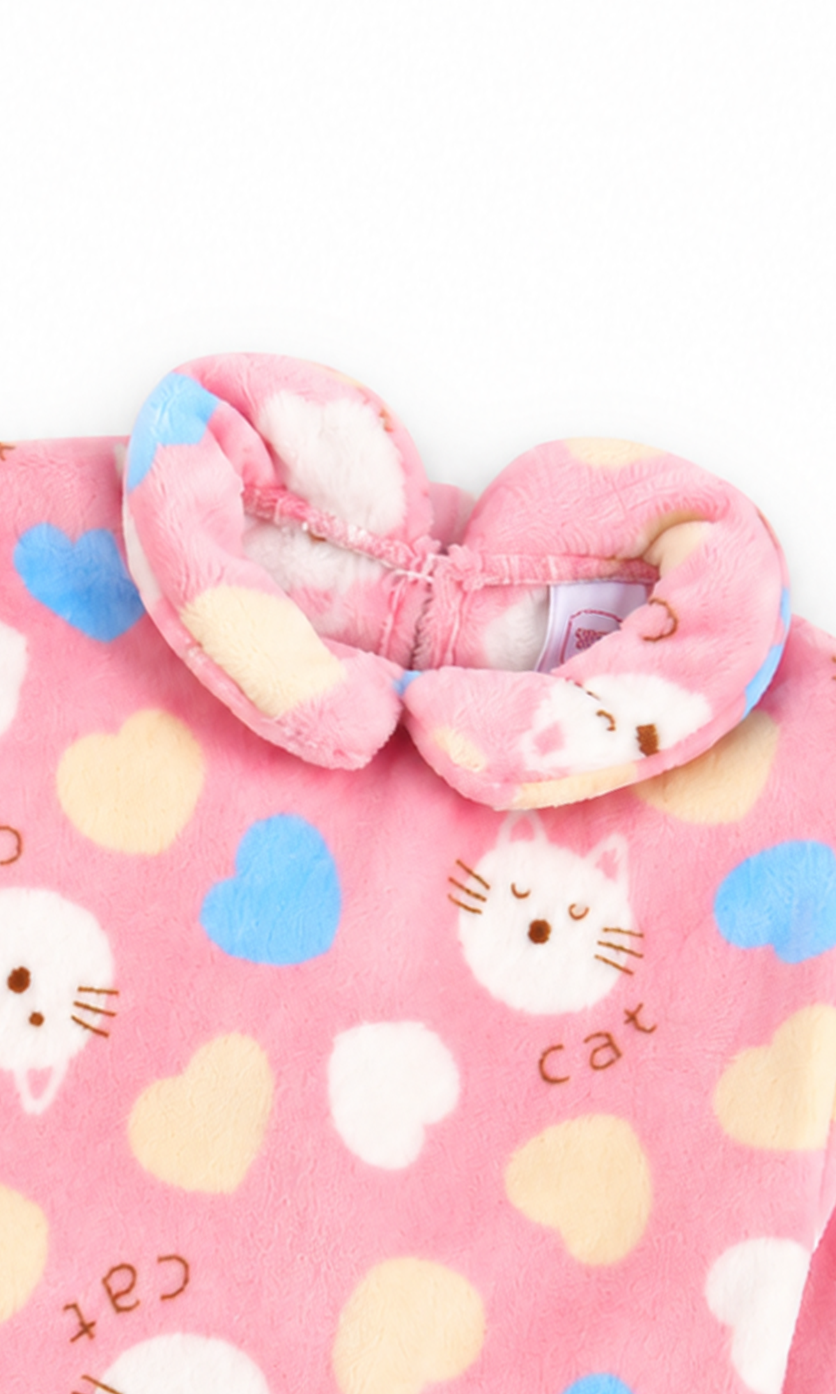 Girls 2-Piece Suit Pink Cat & Heart Print
