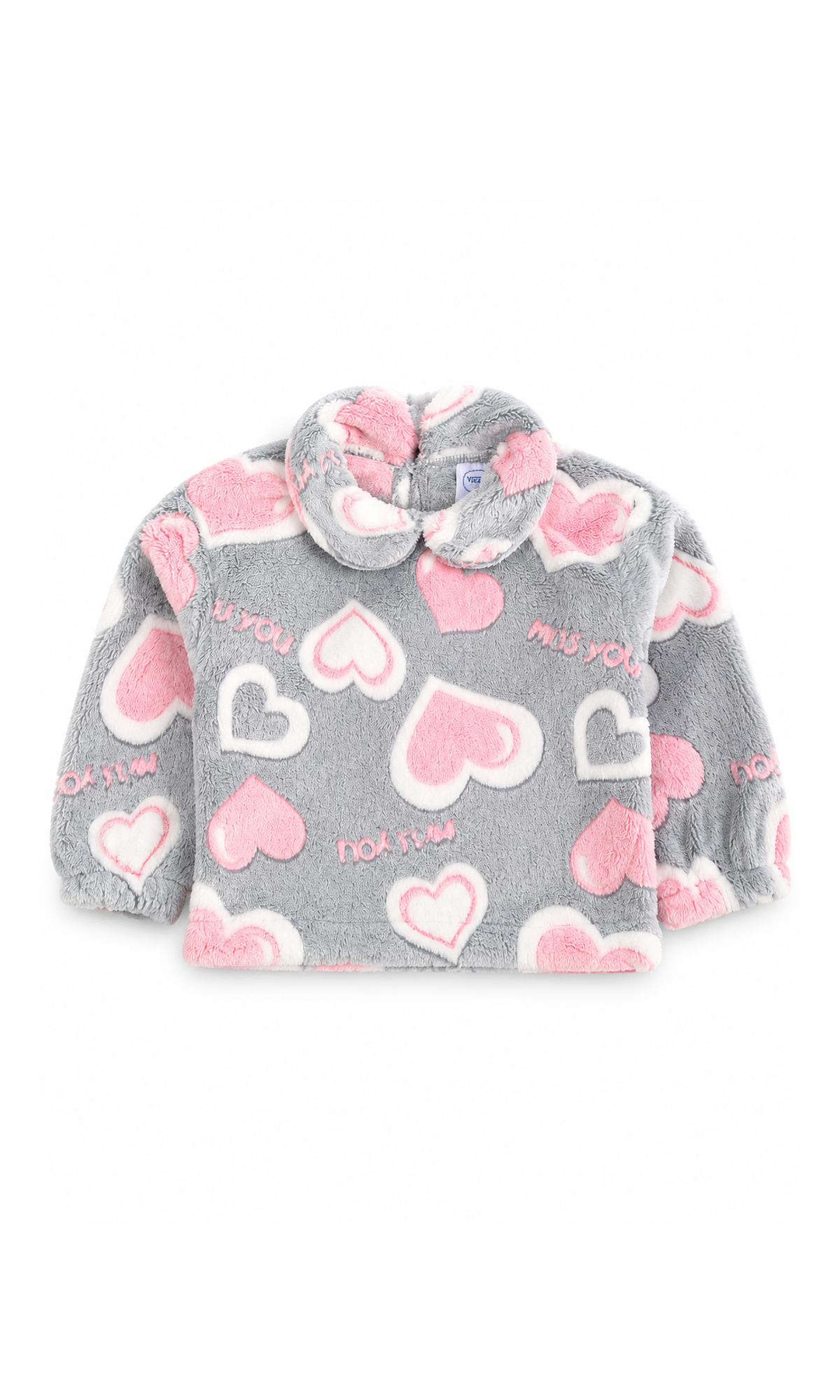 Girls 2-Piece Suit Grey & Pink Heart Print