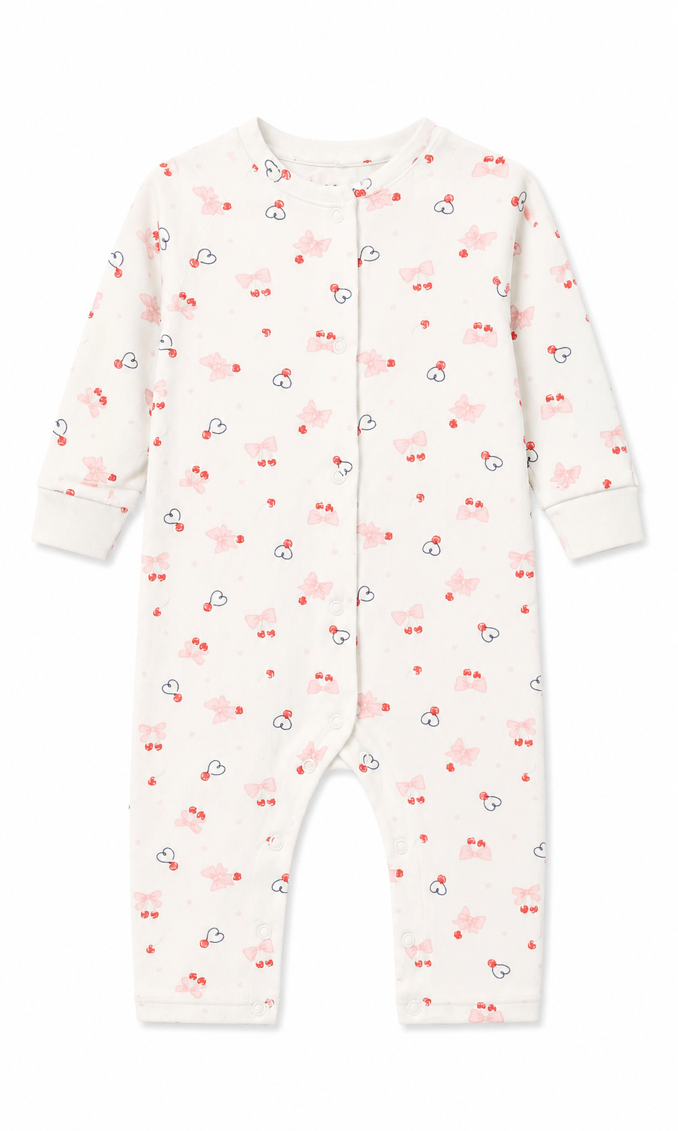 Baby Romper Pack of 2 Pink Solid White Cherry Hearts Print