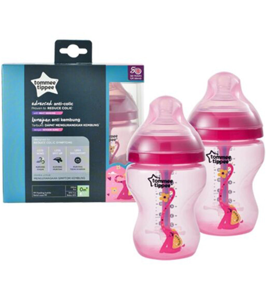 Tommee Tippee Advanced Anti Colic Decorated Feeding 2 Bottles 0m+ 260ml Red 422658